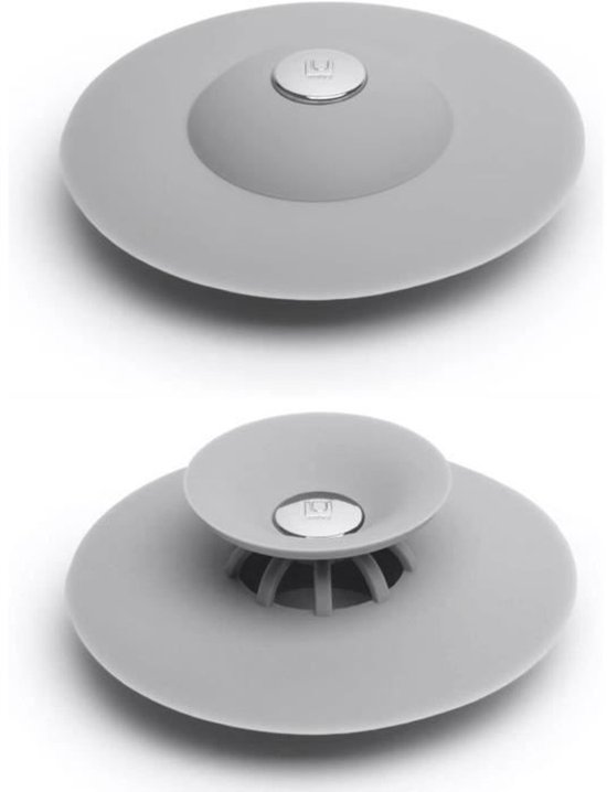 Badewannenstöpsel – Silikon – Haarfilter – 2 Stück – Grau