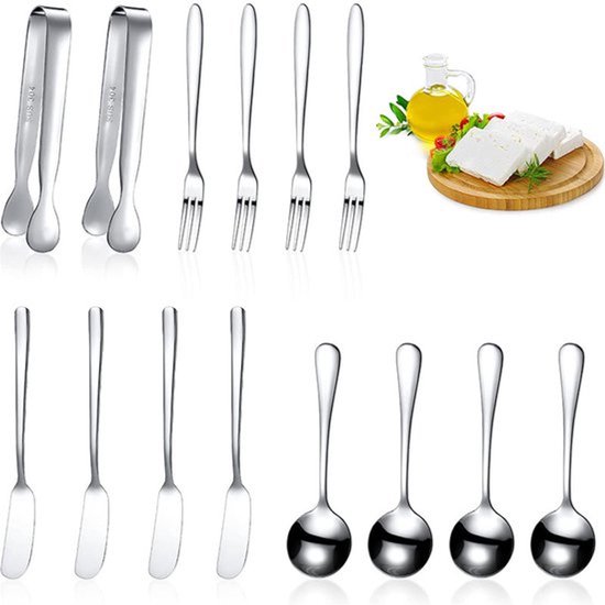 Butter- Und Käsestreichset Aus Edelstahl, Streichmesser, Löffel, Gabel, Mini-zange Zum Backen Zu Hause (silber)