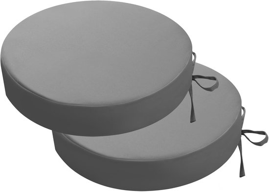 Set Mit 2 Runden, Wasserdichten Outdoor-kissen Für Gartenstühle, 40 X 40 Cm, Grau