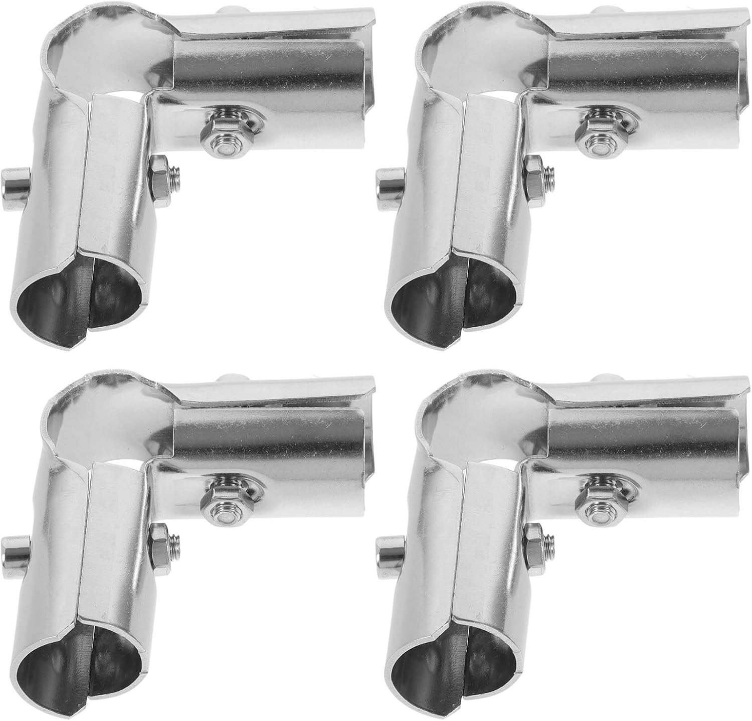4-teiliges Edelstahl-rohrwinkel-fittings Mit Silbernen Endklemmen Zur Pfostenbefestigung, Vielseitig Und Einfach Verstellbar Für Den Waschraum