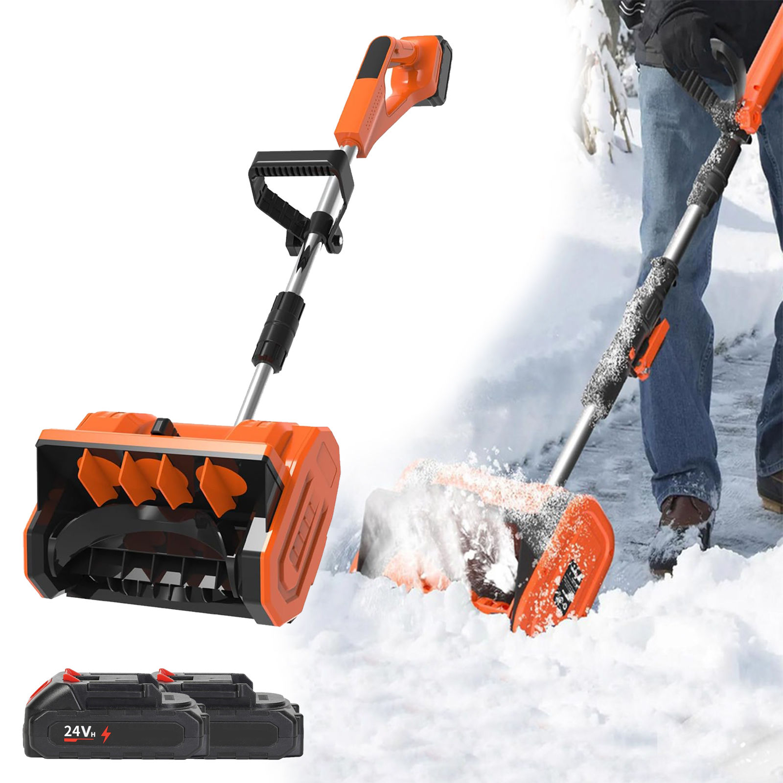 24-v-akku-schneeschaufel, 12,6 X 6,3 Zoll Räumbreite, 11-zoll-akku-schneefräse, 26 Fuß (ca. 8 M) Wurfweite – Für Hof, Garten Und Wege