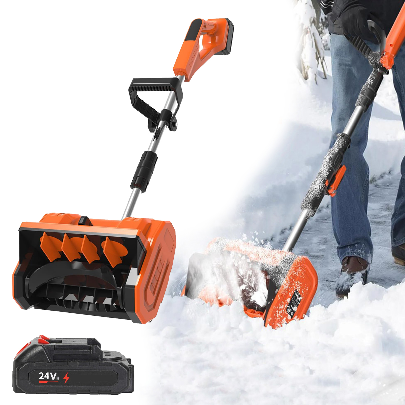 24-v-akku-schneeschaufel, 11-zoll-akku-schneefräse, 12,6 X 6,3 Zoll Räumbreite, 26 Fuß (ca. 8 M) Wurfweite – Für Hof, Garten Und Wege