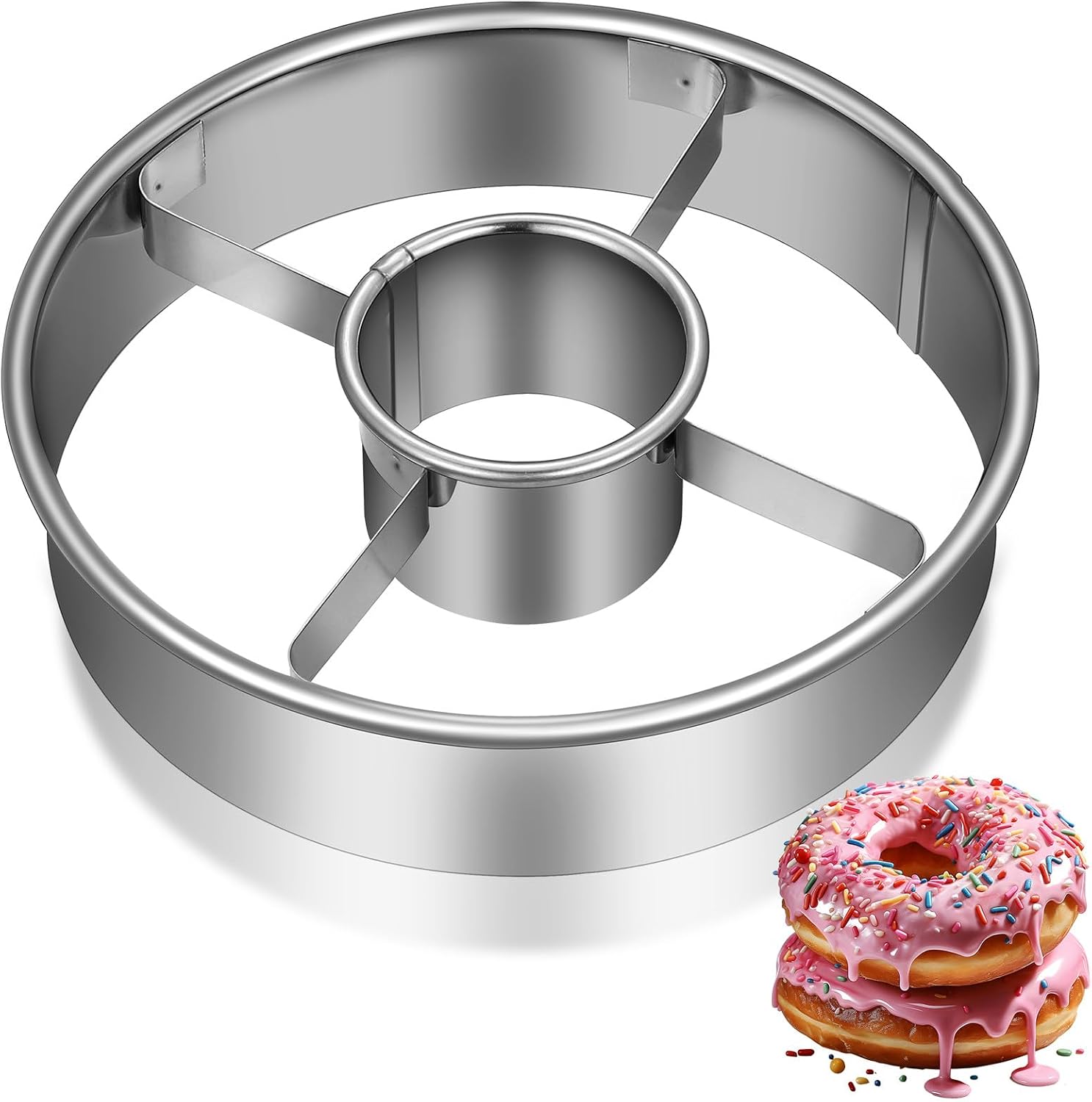 Wiederverwendbare Donutform Aus Edelstahl, Runder Ausstecher Für Gebäck, Teigausstecher, Standarddurchmesser, Küchenhelfer Zum Backen Von Kuchen Und Donuts, Einfach Und Praktisch