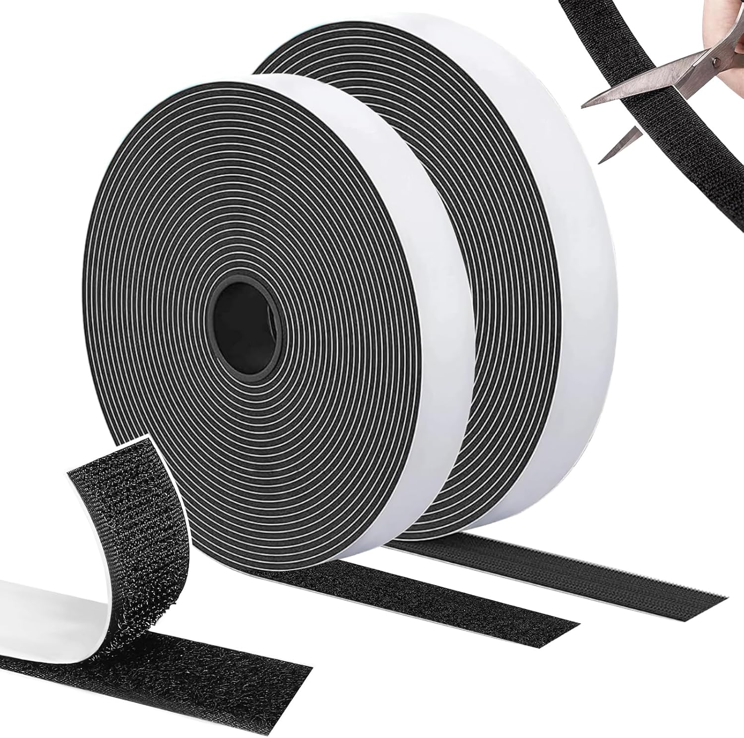 Doppelseitiges Klettband 5 M X 20 Mm, Extra Stark, Schwarz, Ideal Für Rahmen, Fenster, Moskitonetze Und Heimwerkerprojekte