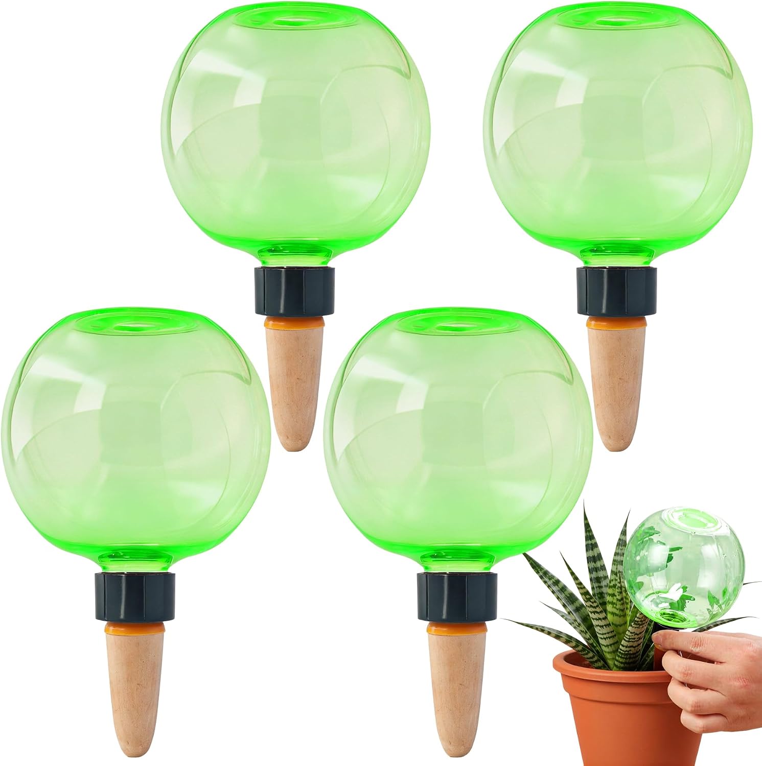 Automatische Bewässerungskugeln (4er-pack, 500 Ml) Für Pflanzen & Garten Poröser Ton, 500 Ml Transparenter Behälter, Langsame Wasserabgabe, Ideal Für Urlaub & Reisen, Einfach Zu Installieren, Wiederv