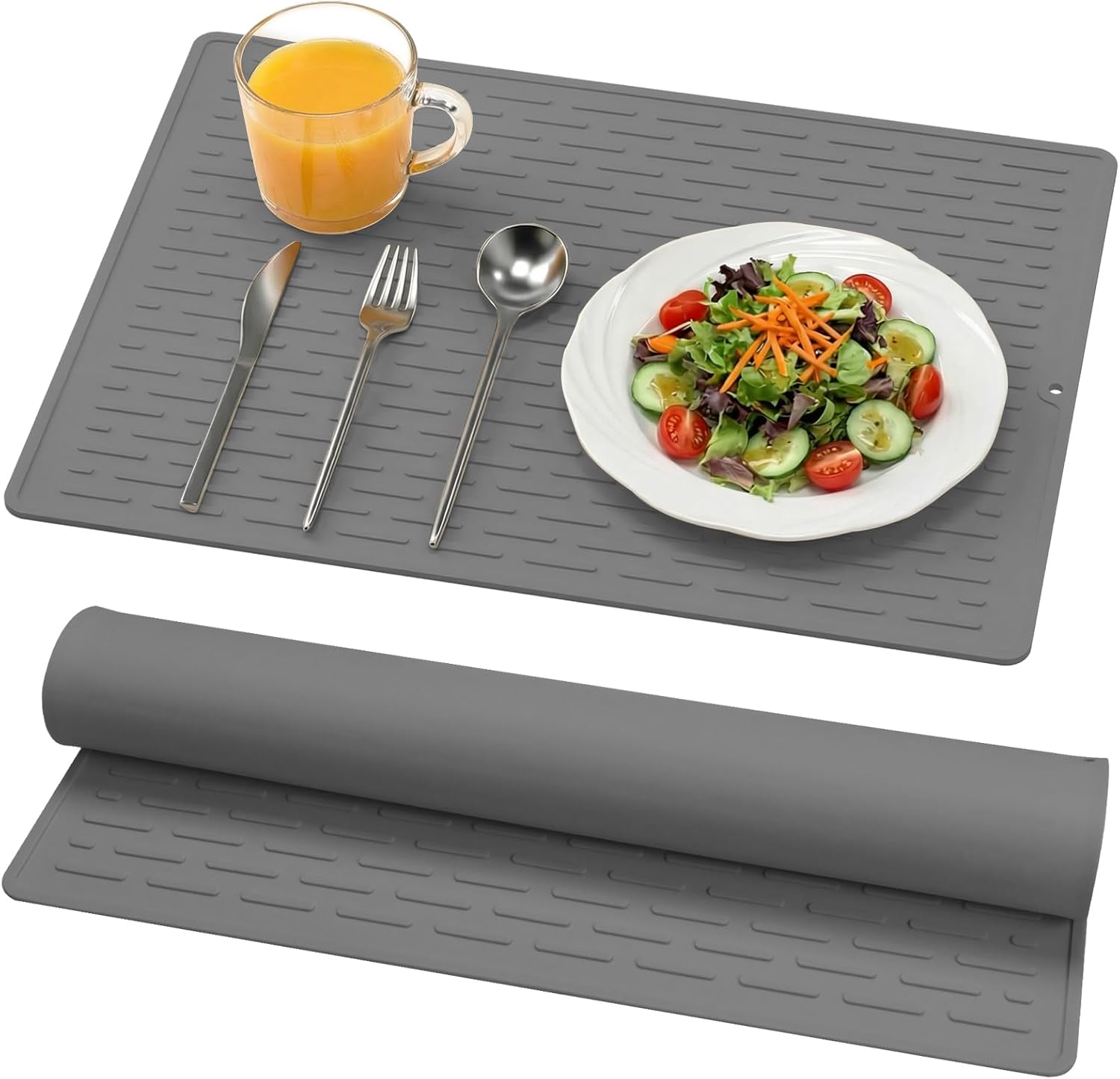 Silikon-abtropfmatte Mit Integrierten Rillen, 30 X 40 Cm, Leicht Zu Reinigen, Vielseitig Einsetzbar, Für Küchenarbeitsplatten, Spülbecken Oder Kühlschrankaufbewahrung (1 Stück)