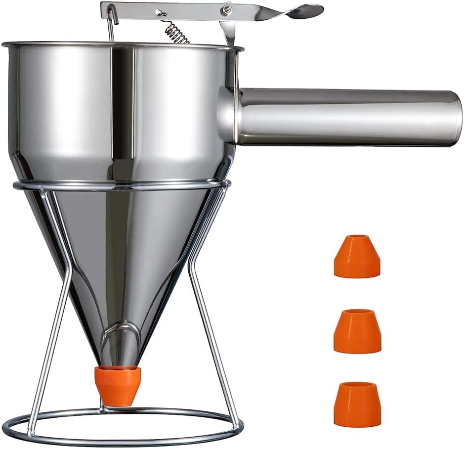 Pfannkuchenteigspender, Trichterkuchenspender Aus Edelstahl In Verschiedenen Größen Mit Ständer, Ideal Für Pfannkuchen Und Gebäck