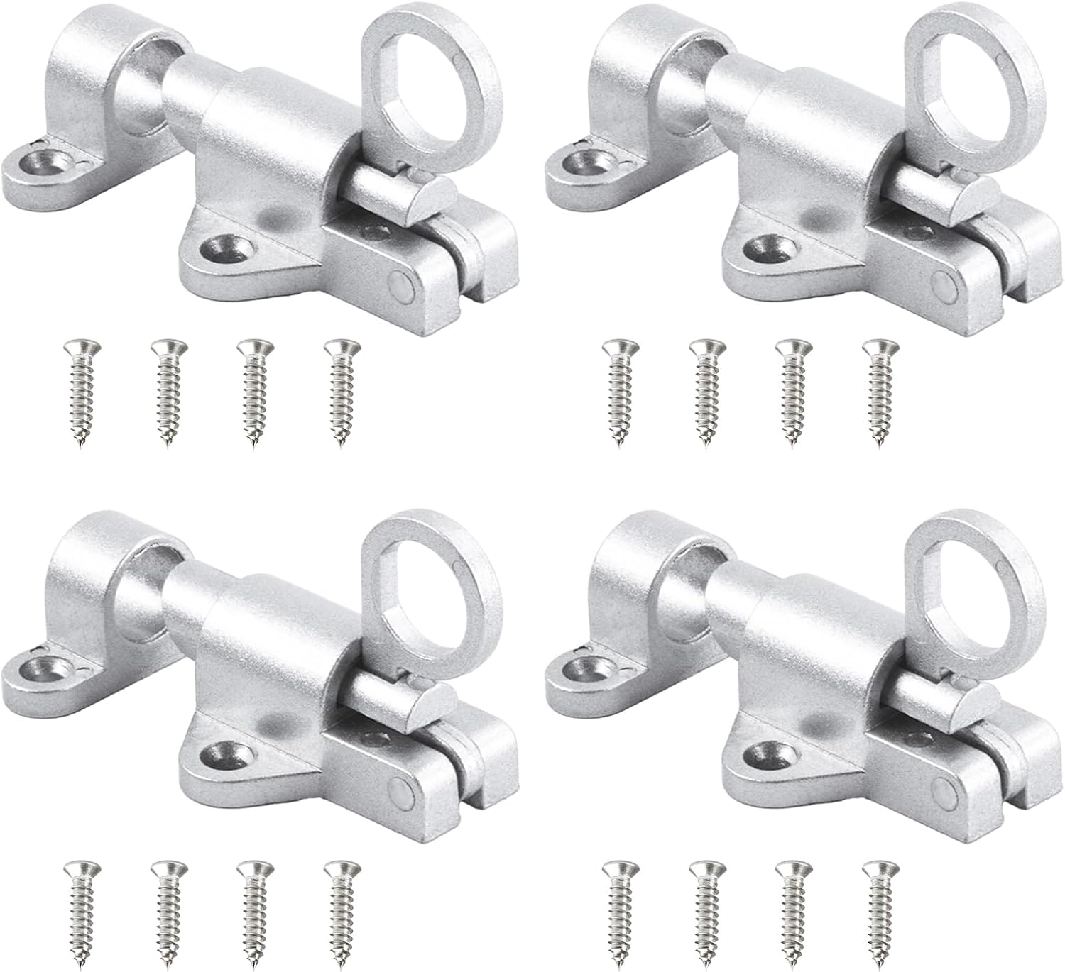 4-teiliges Rückprall-türschloss, Automatischer Federriegel, Kleiner Silberner Türriegel, Sicherheitsschloss Aus Aluminiumlegierung Mit Schrauben Für Fenster, Türen Und Schränke