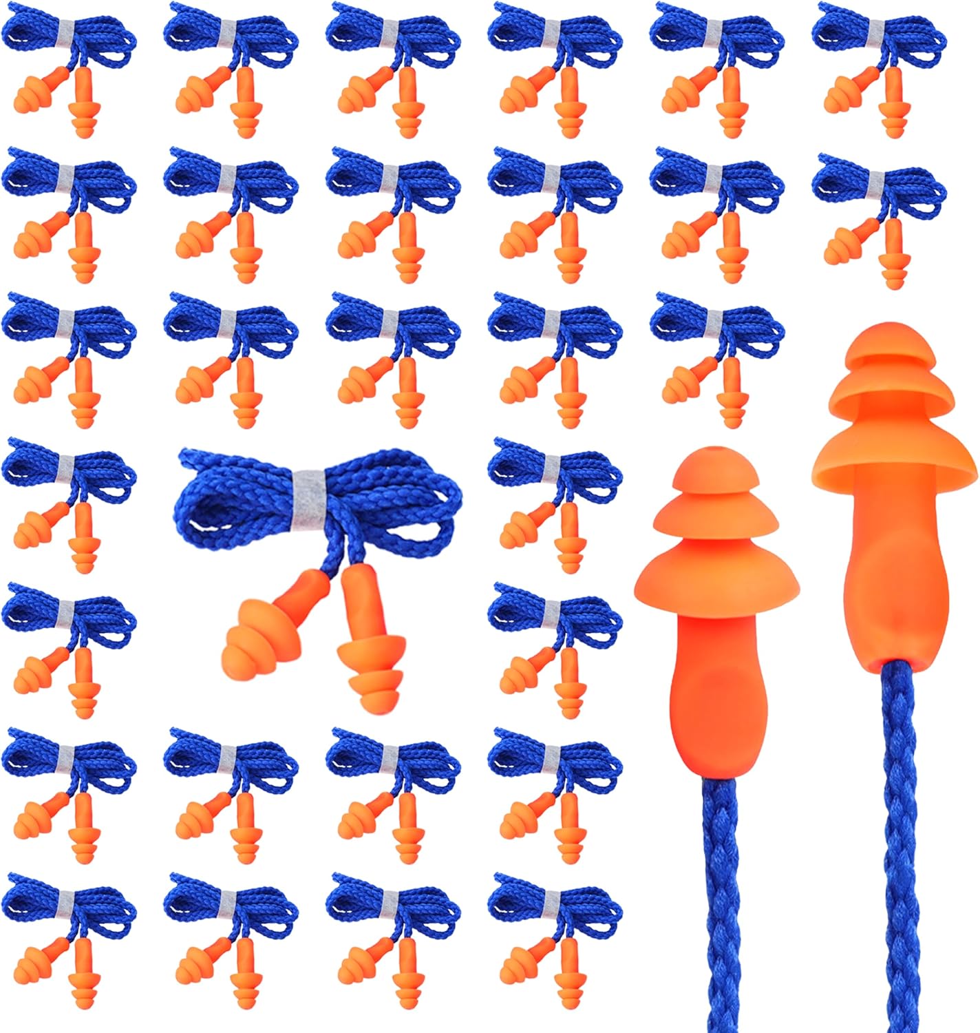 Packung Mit 30 Wiederverwendbaren Silikon-ohrstöpseln Mit Kordel, Gehörschutz Zum Schlafen, Arbeiten Und Reisen, Geräuschdämpfende Ohrstöpsel Auch Zum Schwimmen Geeignet (orange, Standard)