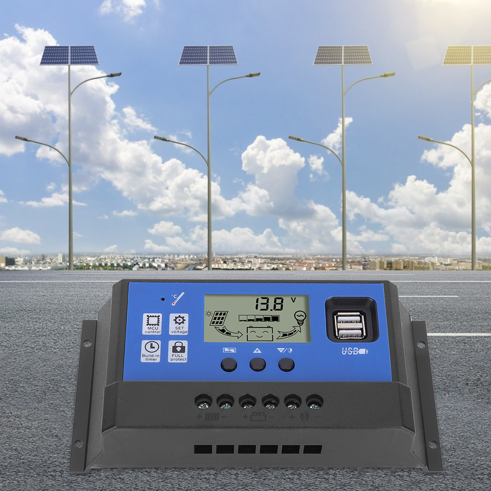 Intelligenter Solarpanel-batterieregler Mit Lcd-display Und Zwei Usb-anschlüssen (12/24 V Vrbl-50 A)