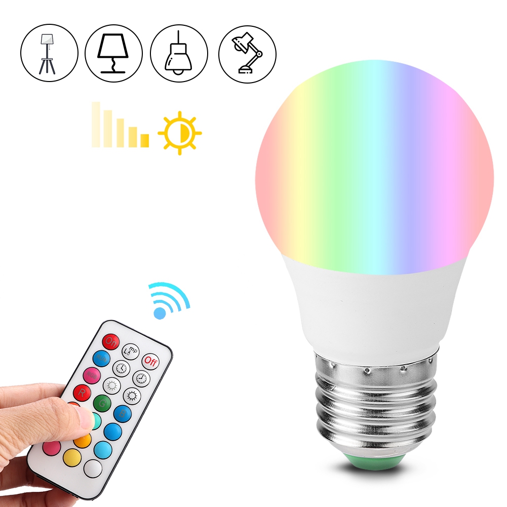 Led-lampe E27 3w Rgb 16-farben-lampe Mit Fernbedienung, Flur-, Keller- Und Barleuchte, Ac85-265v