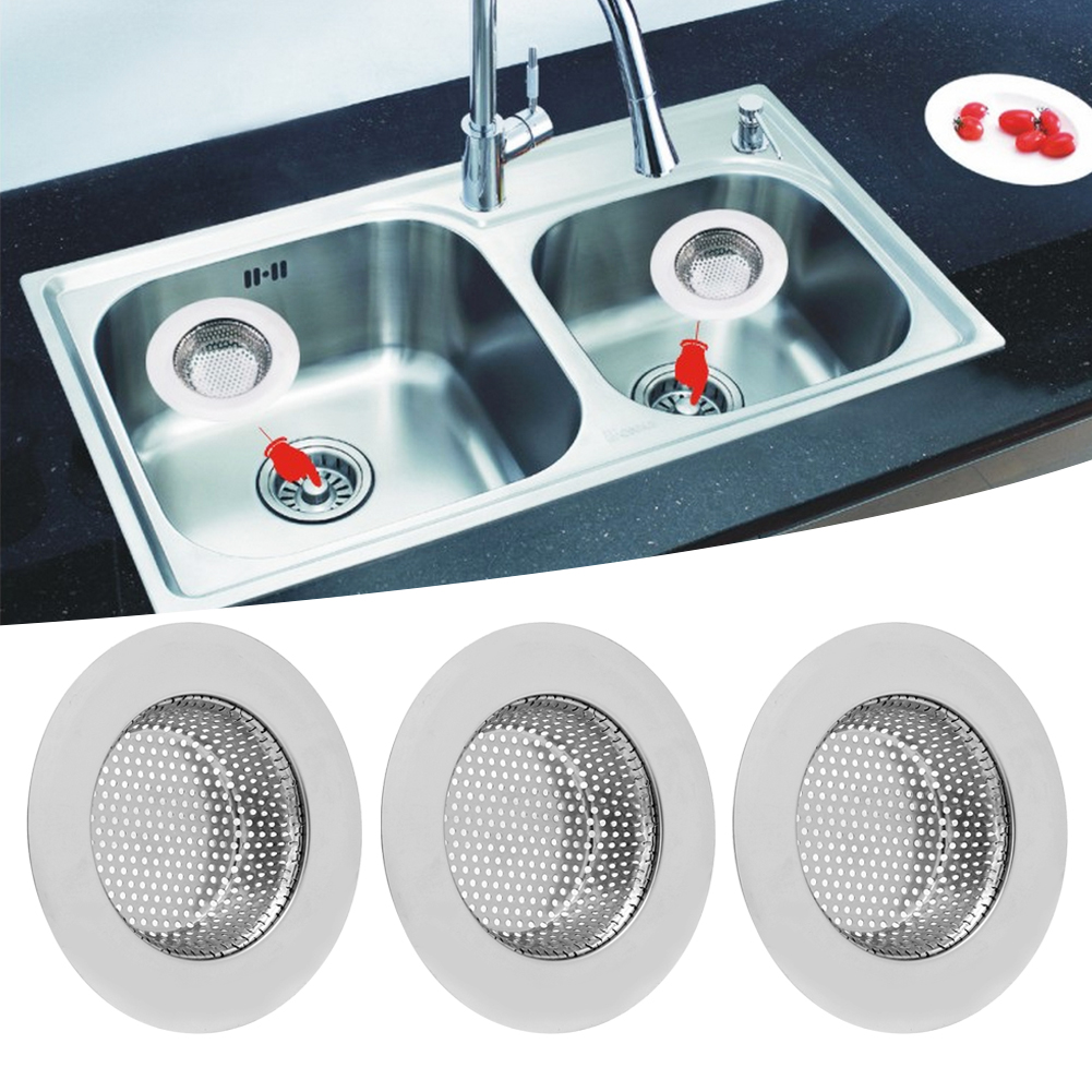 3-teiliges Set Edelstahl-küchenspülenfilter, Badezimmer-abwasserfilter, Tragbare Siebe, Groß
