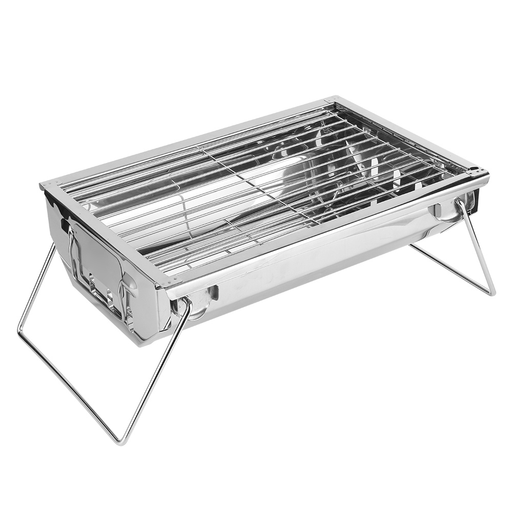Holzkohlegrill, Edelstahl, Faltbar, Tragbar, Grillbesteck-set Für Outdoor-aktivitäten Wie Camping, Wandern Und Picknick