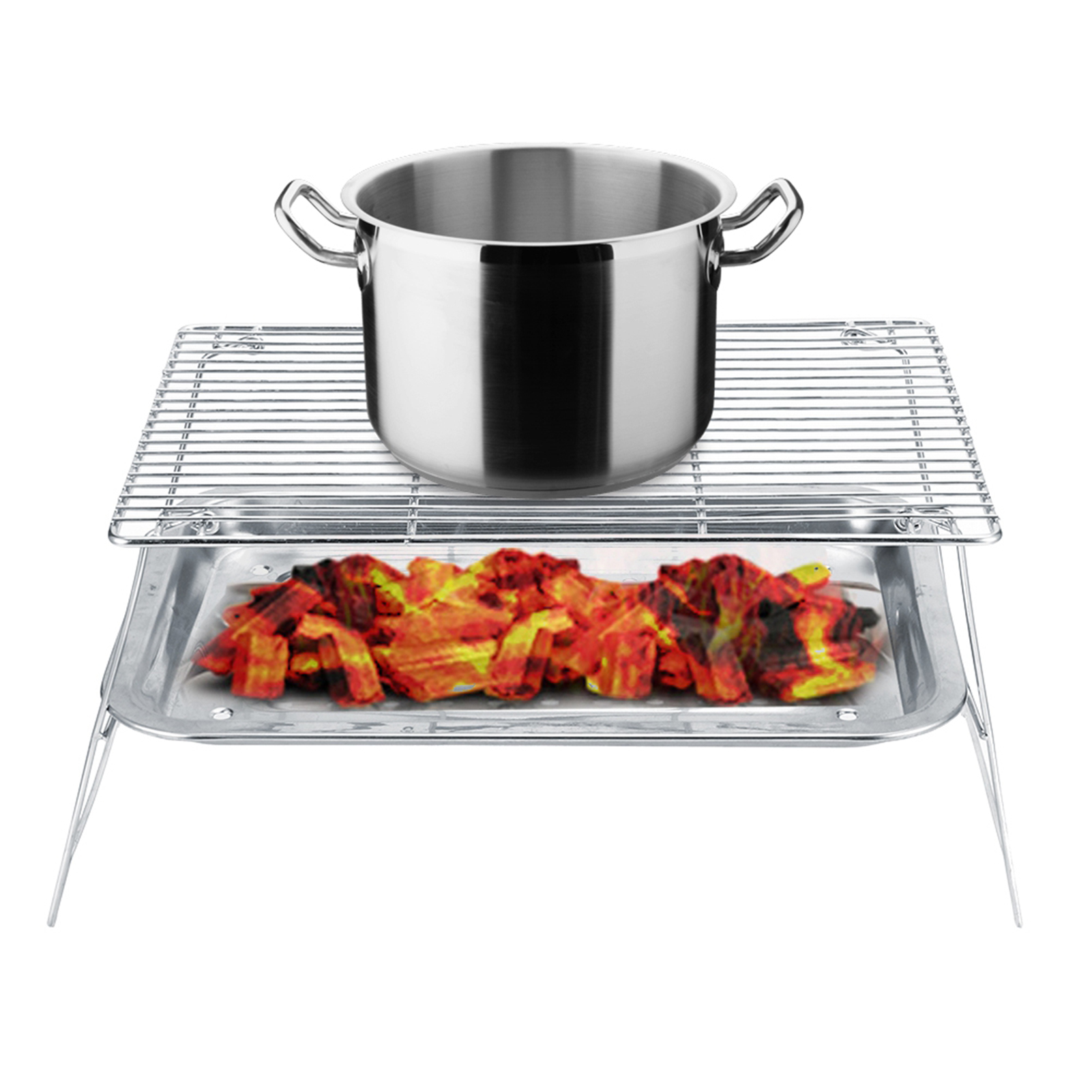 3-teiliges Set Tragbarer, Faltbarer Edelstahl-grillrost Mit Clips