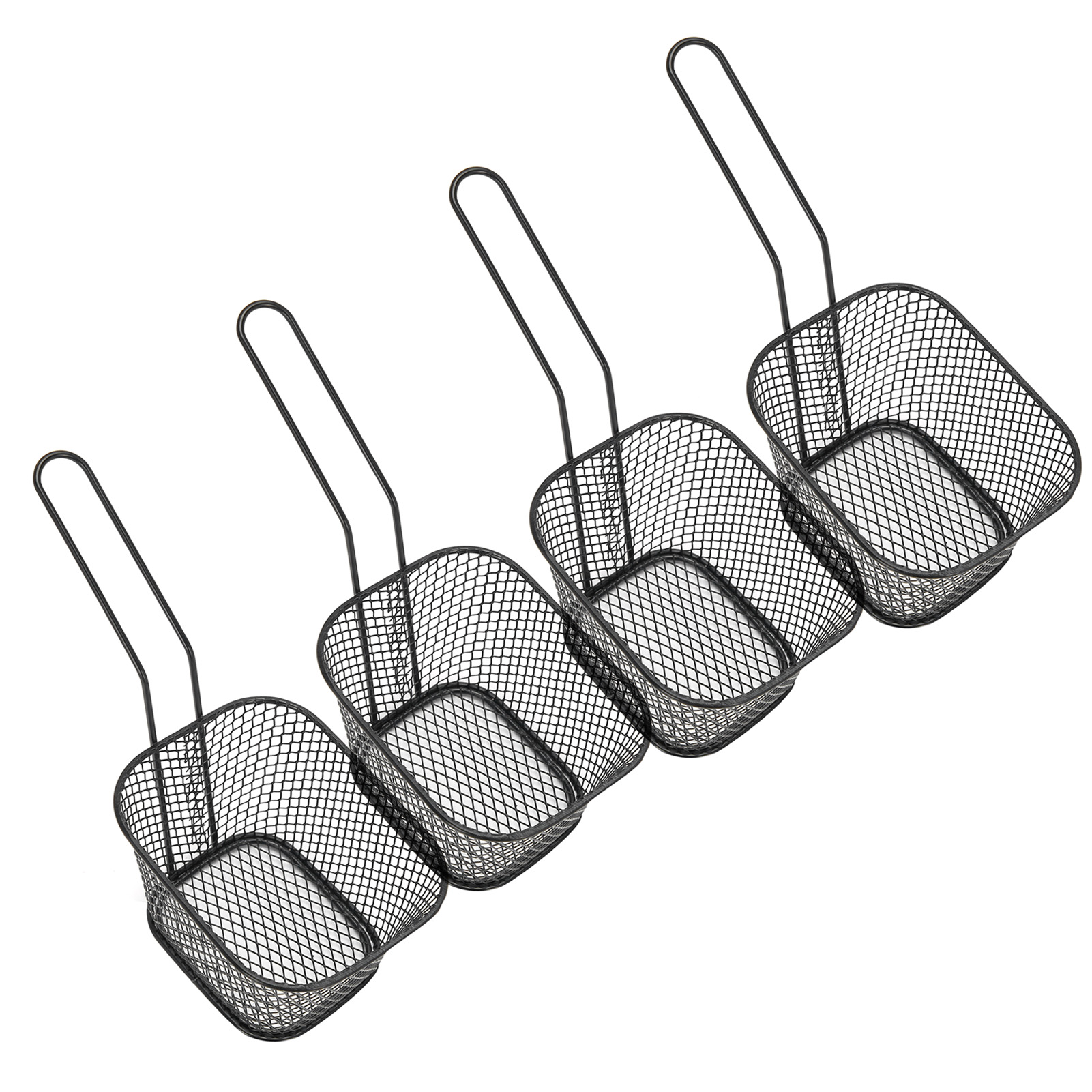 4-teiliges Frittiernetz Aus Edelstahl, Kochsieb Für Pommes Frites, Küchenhelfer, Schwarz