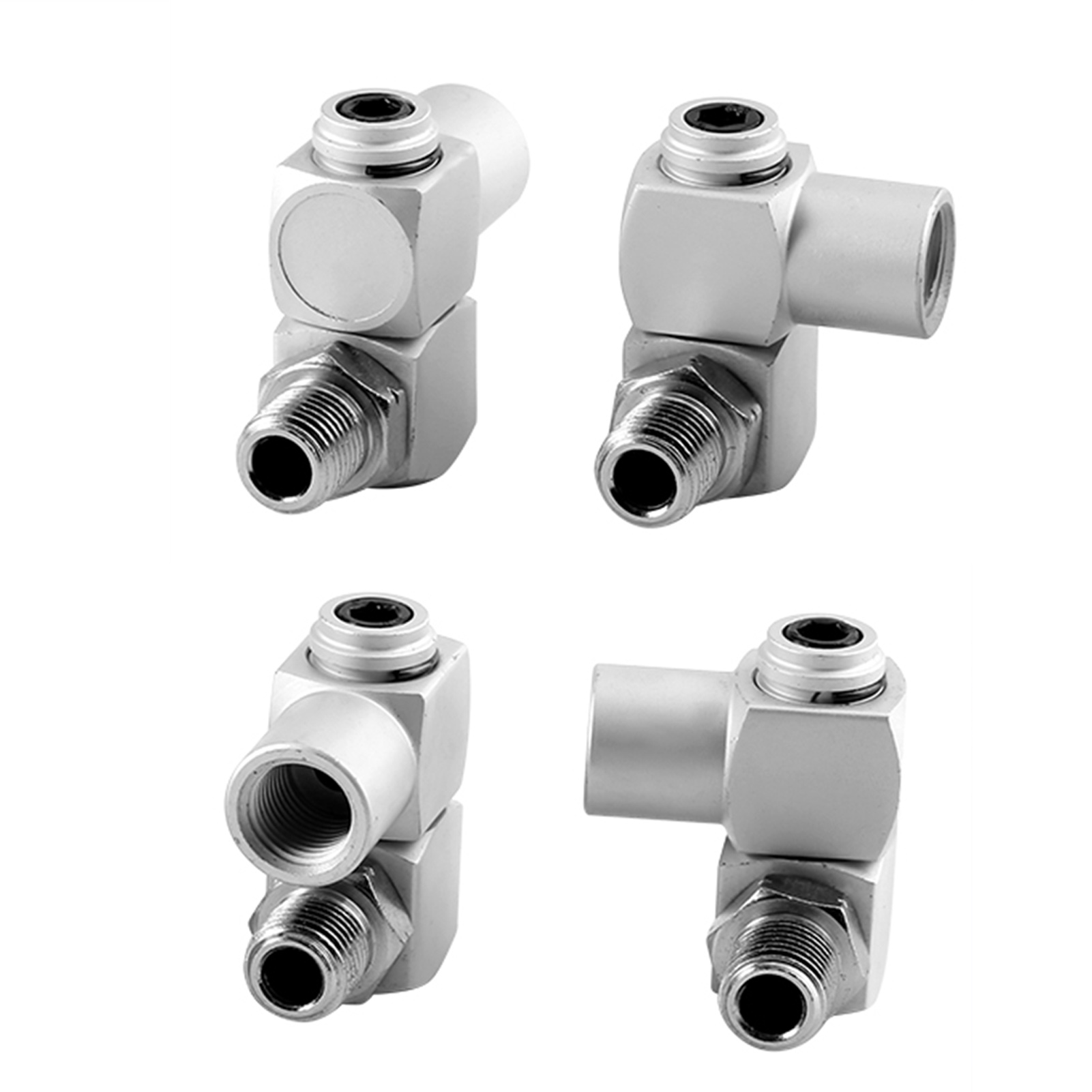 4-teiliges Set Aluminium 1/4" Universal 360° Drehbarer Luftschlauch-anschlussadapter
