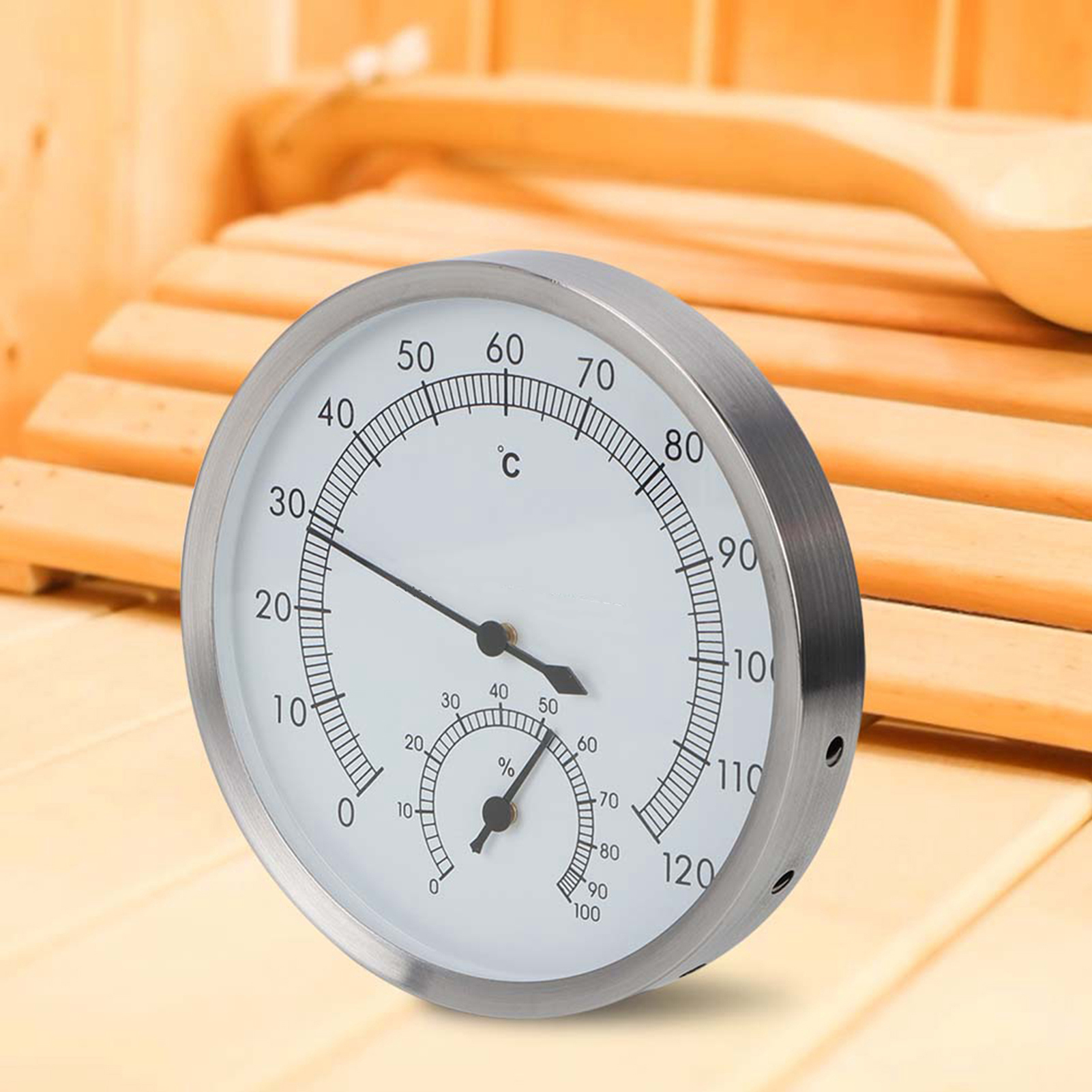 2-in-1 Edelstahl-dampfbad-sauna-raumthermometer-hygrometer Thermo-hygrometer Für Den Innenbereich