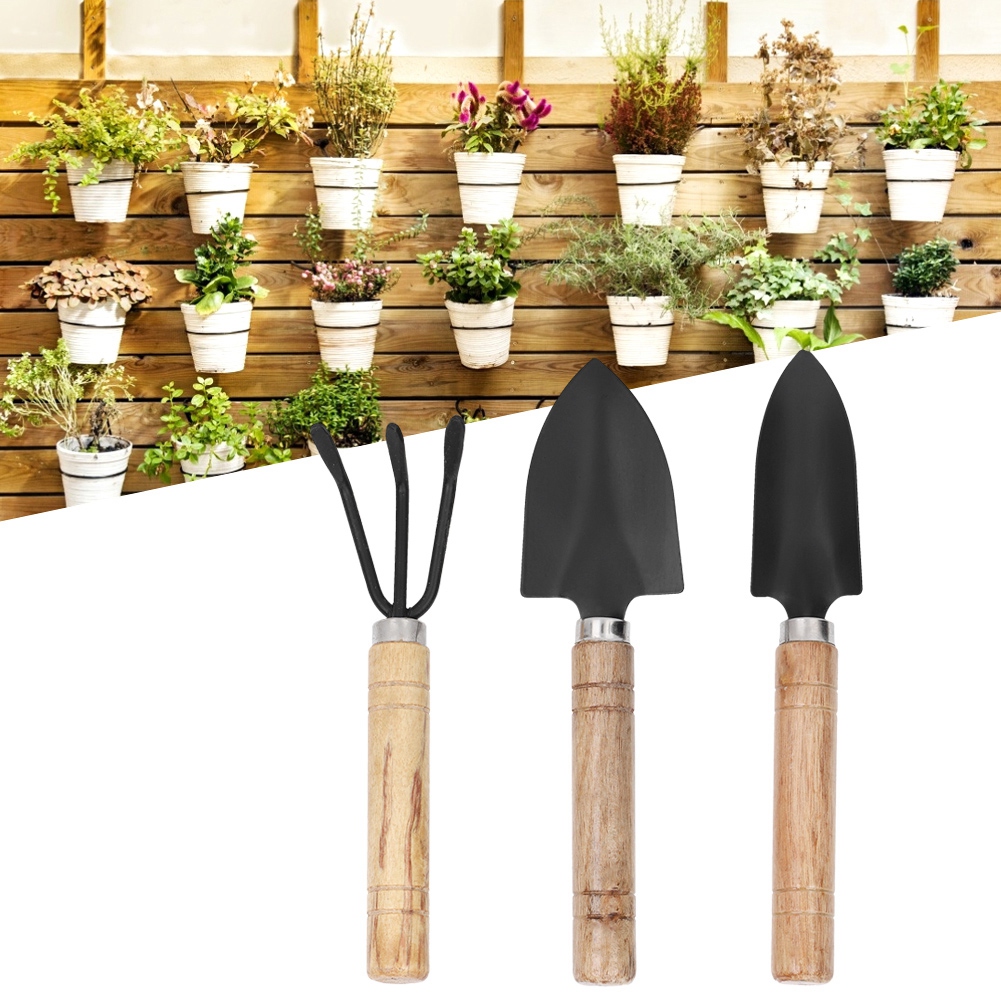 3-teiliges Mini-gartenwerkzeugset: Spaten, Rechen, Schaufel, Blumenpflanzwerkzeug
