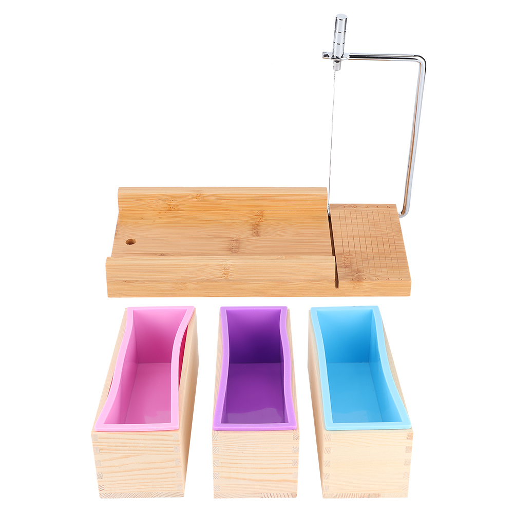 1200 Ml Diy Silikon-seifenform-set Mit Holzbox, Manuellem Seifenschneider Mit Skala, Küchenwerkzeug