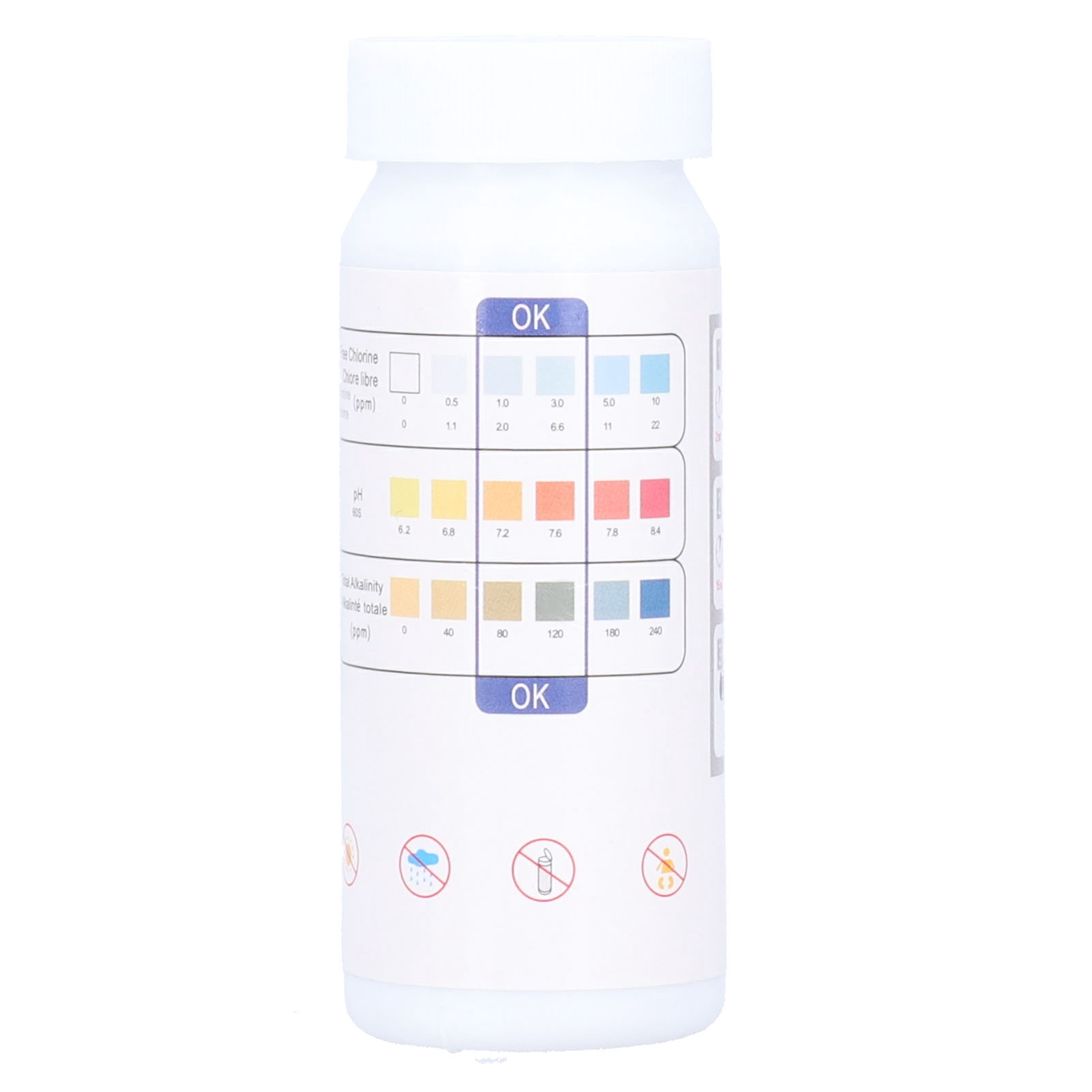 50 Stück 3-in-1-teststreifen Für Whirlpool- Und Poolwasser Zur Bestimmung Von Freiem Chlor/brom, Ph-wert Und Alkalität