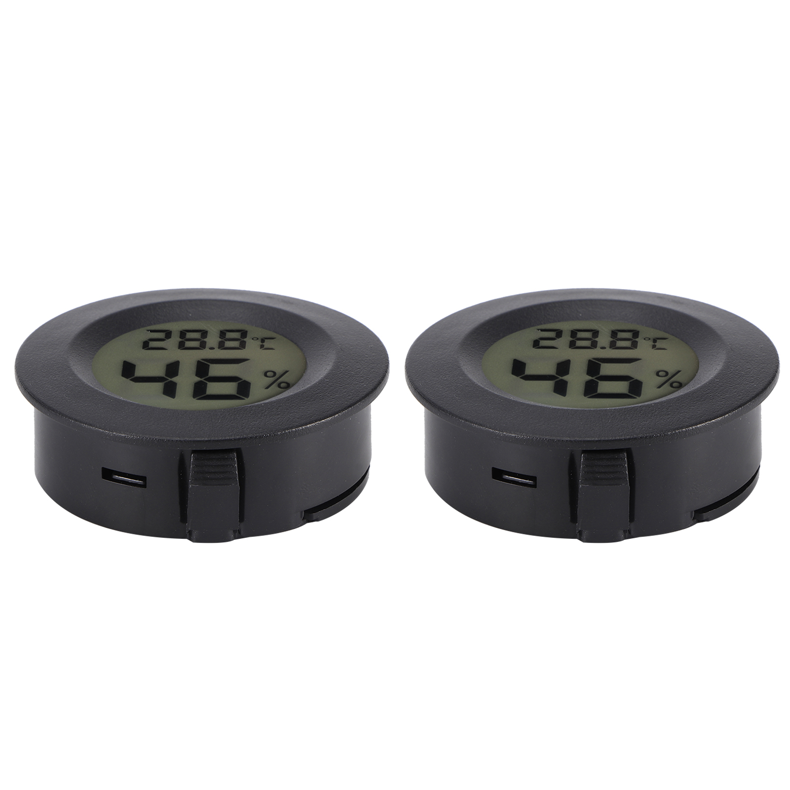 2 Stück Mini-digital-lcd-thermometer-hygrometer, Runde Form, Temperatur- Und Feuchtigkeitsmesser Für Reptilienboxen