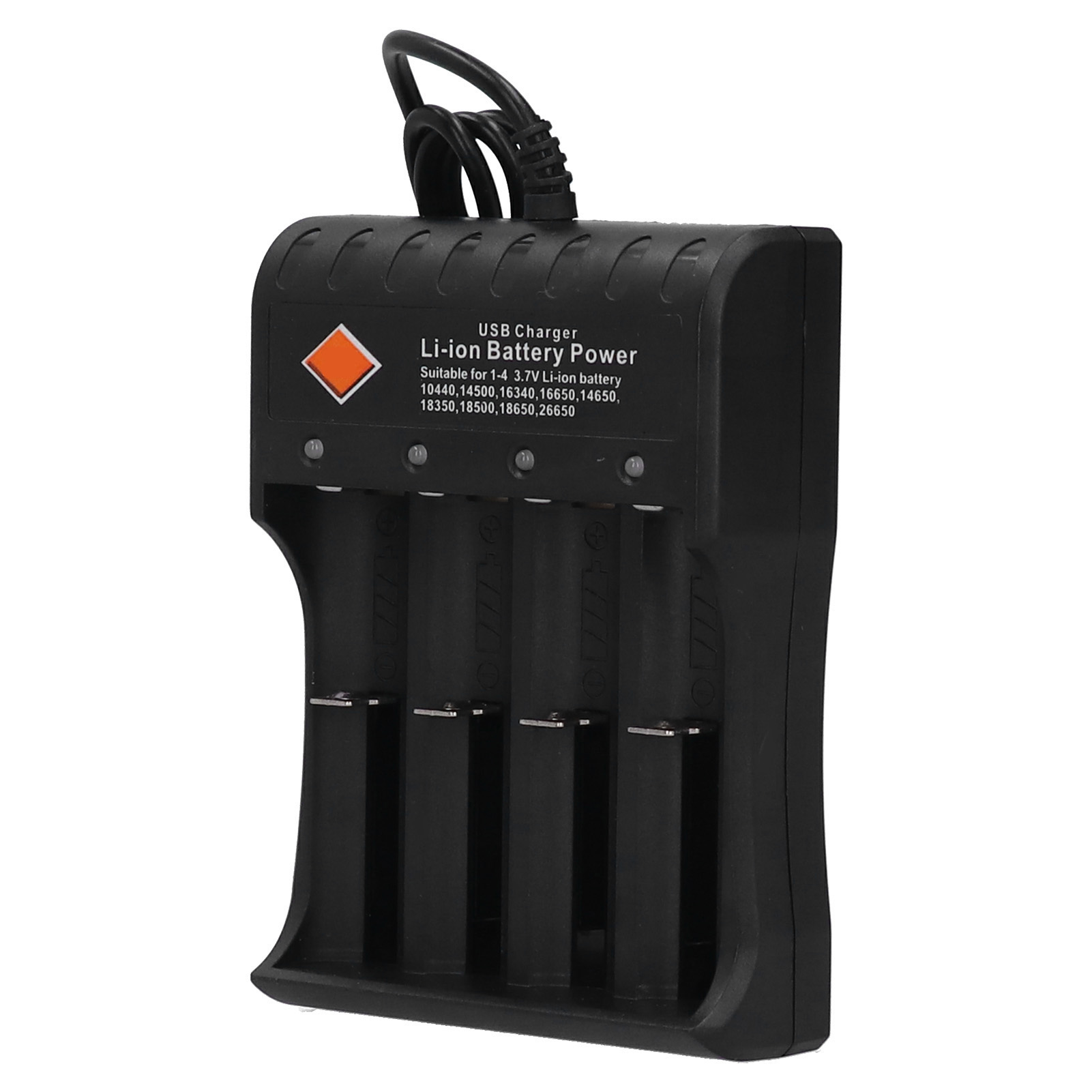 Akkuladegerät Dc 4,2 V Mit 4 Ladeschächten Und Usb-kabel, Passend Für 3,7-v-li-ionen-akkus