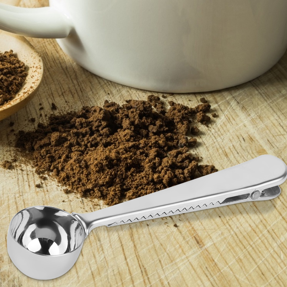 2-in-1-rühr- Und Messlöffel Aus Edelstahl Mit Verschlussclip Für Küche Und Café