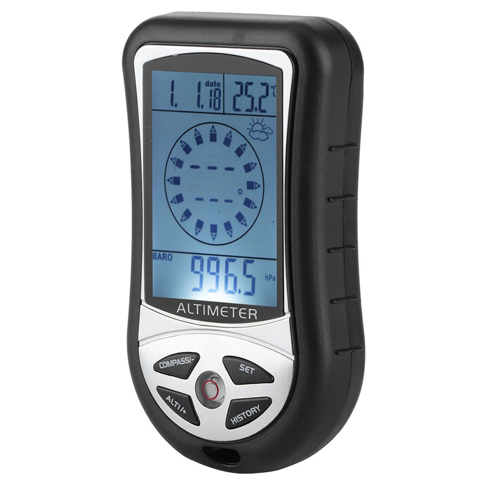 Tragbarer Kompass, Multifunktionaler Elektronischer Wetterhöhenmesser, Höhenbarometer