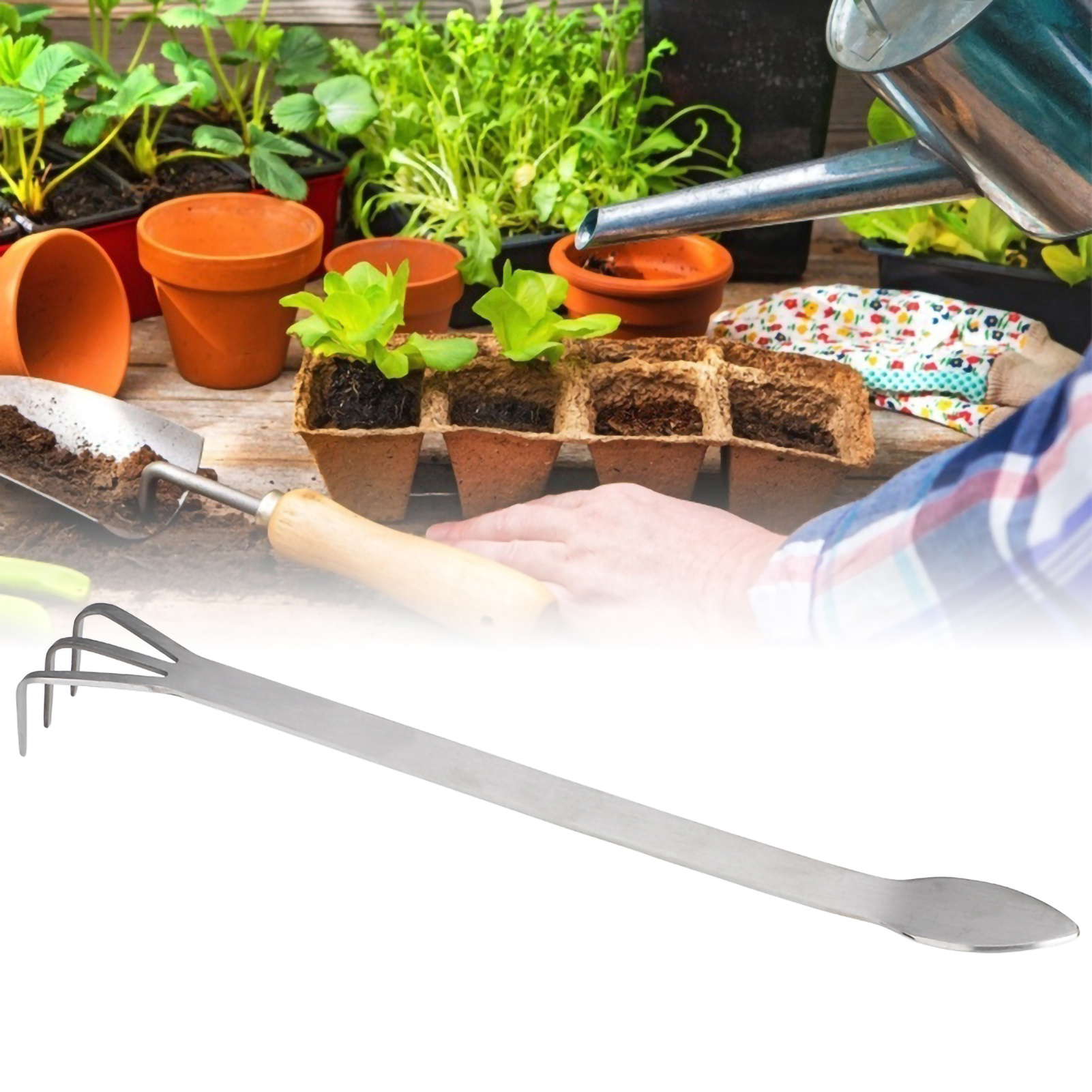 2-in-1-bonsai-gartenwerkzeug Aus Edelstahl: Wurzelrechen Und Spatel