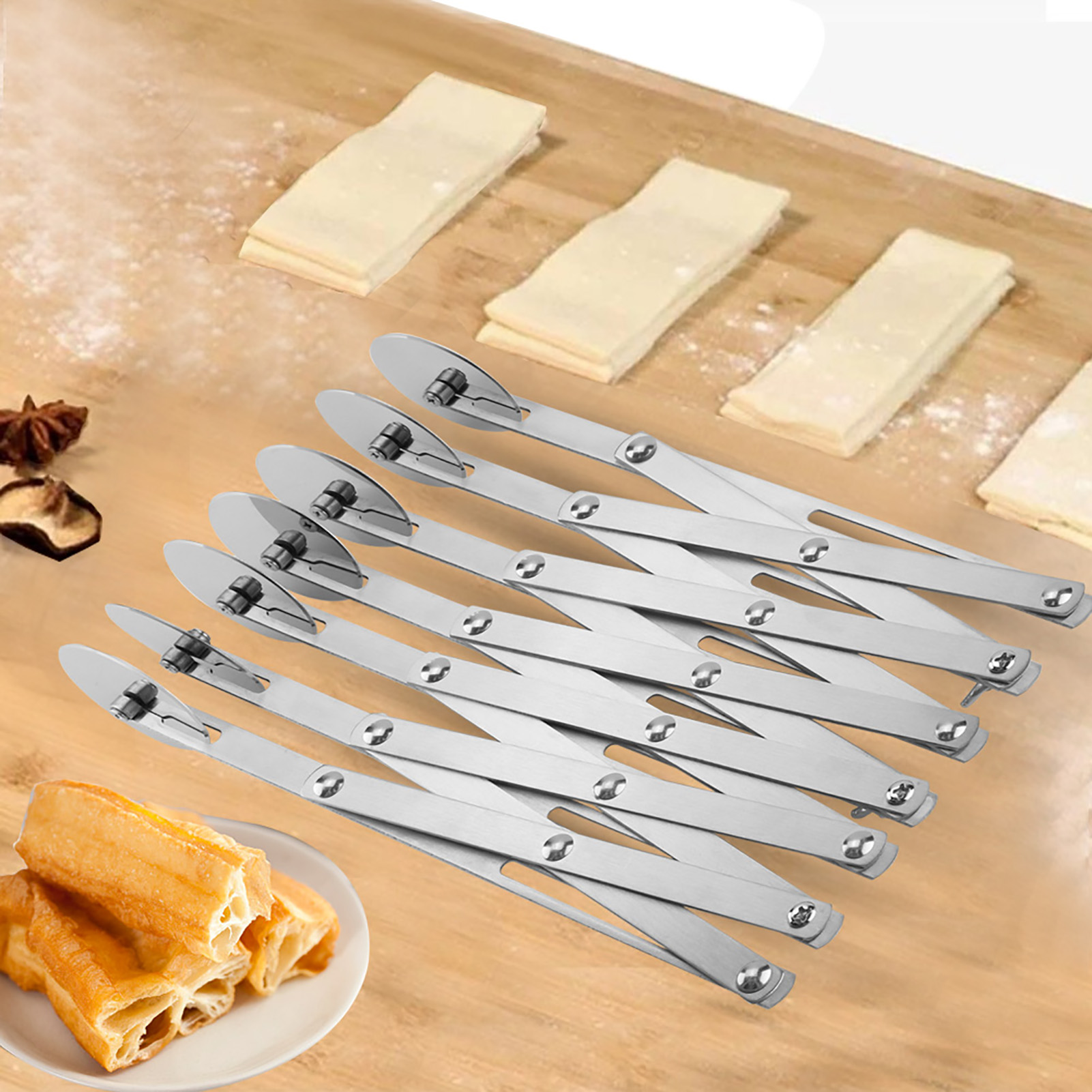Klappbarer Pizzaroller Aus Edelstahl, Teigrädchen, Küchenhelfer