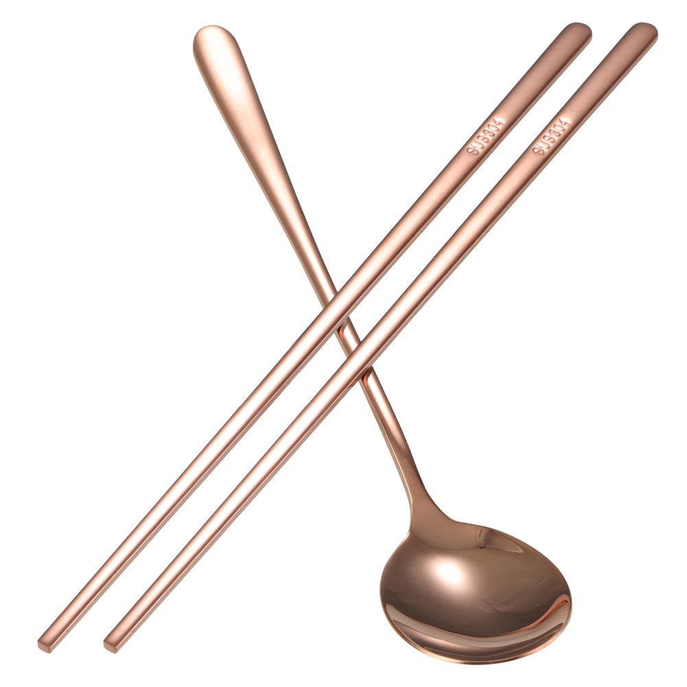 Essstäbchen-set Aus Edelstahl 304 Im Koreanischen Stil, Besteck, Weihnachtsgeschenk (rosafarben)