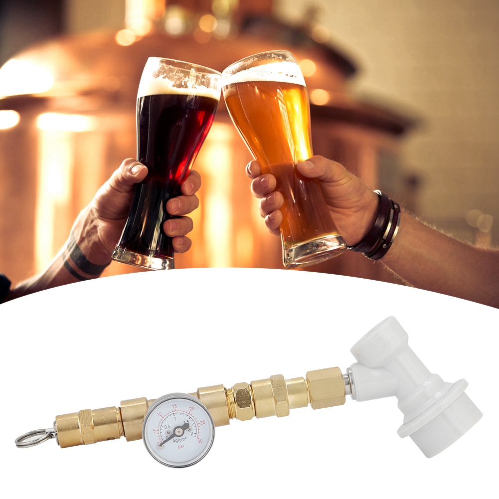 Druckregler-manometerventil Mit Anschlussstück Für Brauanlagen (0–30 Psi) Mit Weißem Anschlussstück