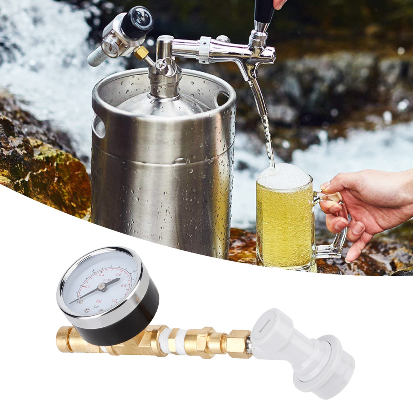 Kugelverschluss Mit Manometer, Einstellbares Überdruckventil 0-15 Psi (0-1 Bar) Für Brauanlagen