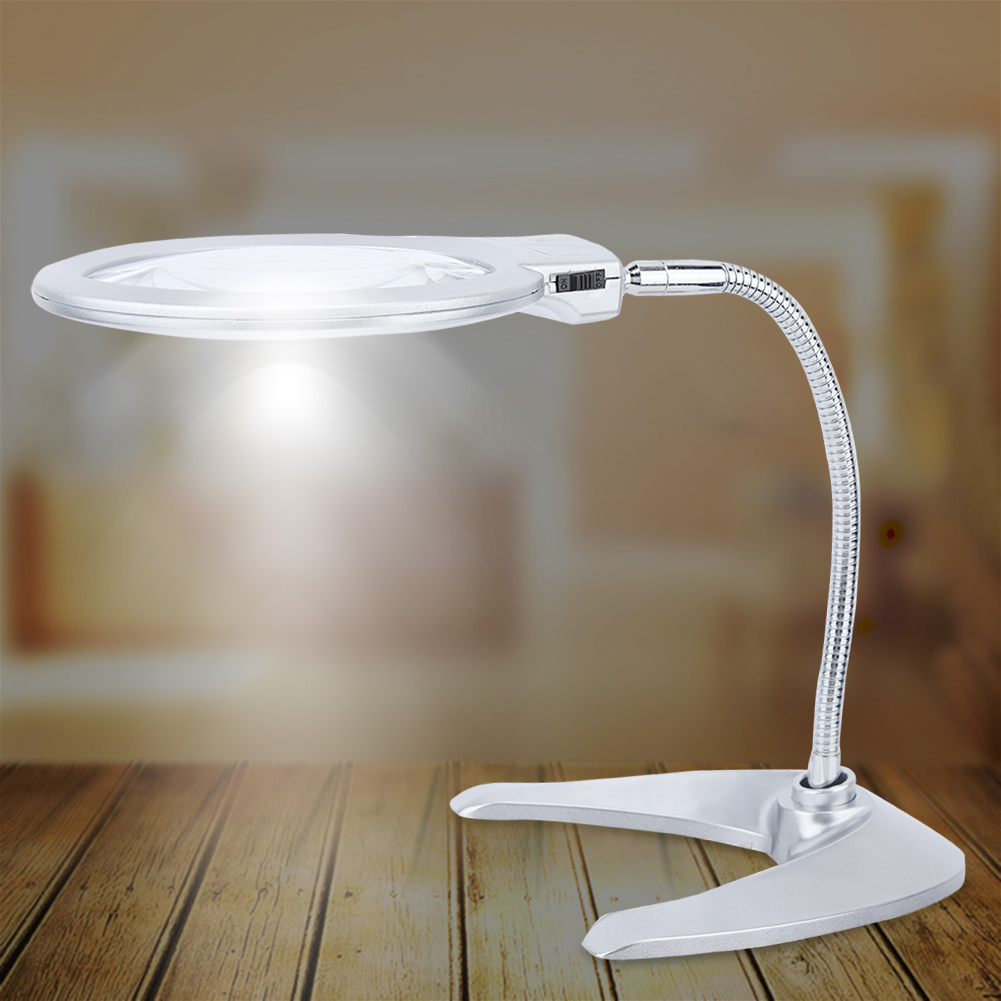 2,5-fache Und 5-fache Vergrößerung, 130 Mm Tischlupe Mit 2 Led-leuchten