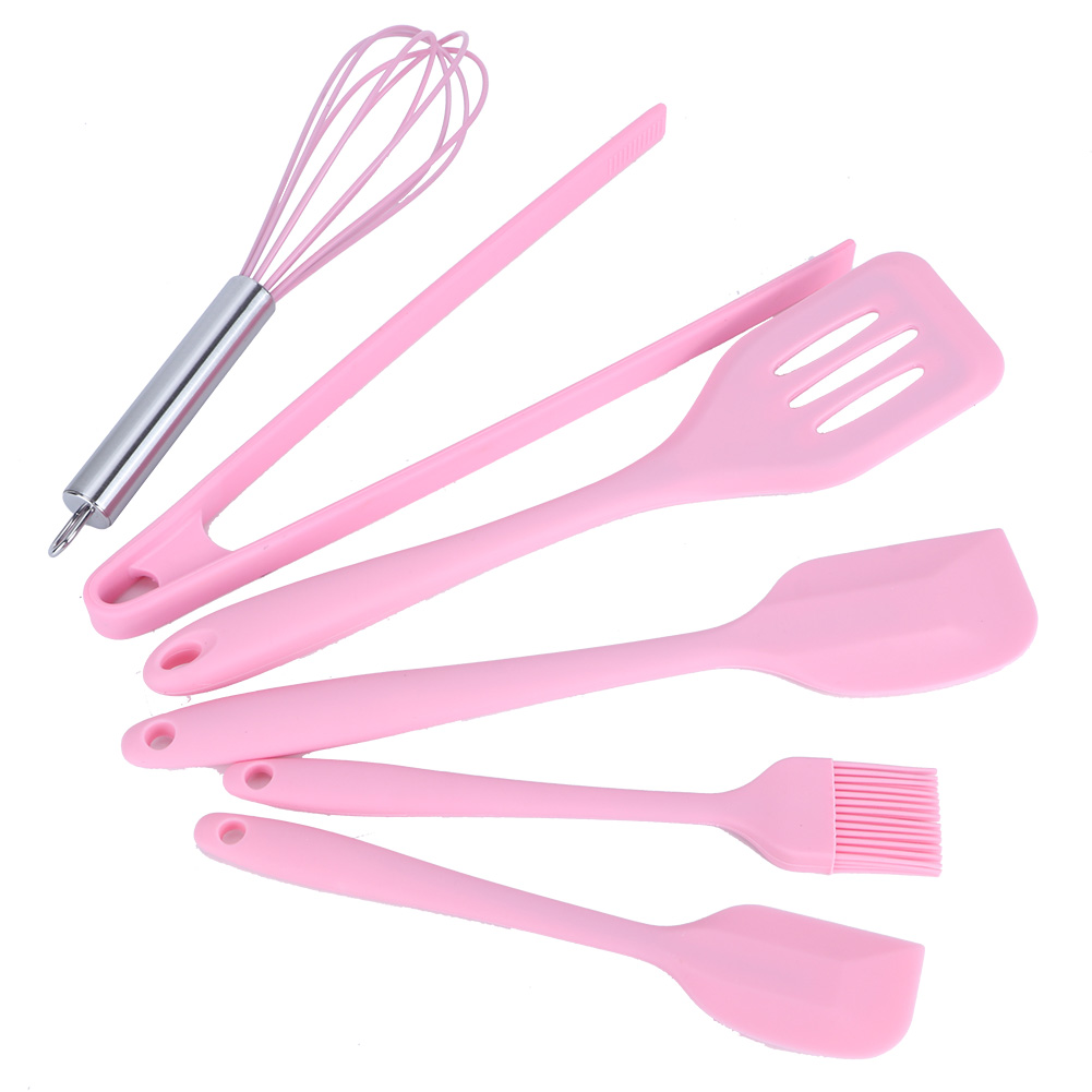 6-teiliges Set Silikon-küchenhelfer: Schaber, Schneebesen, Spatel, Ölpinsel, Lebensmittelclip