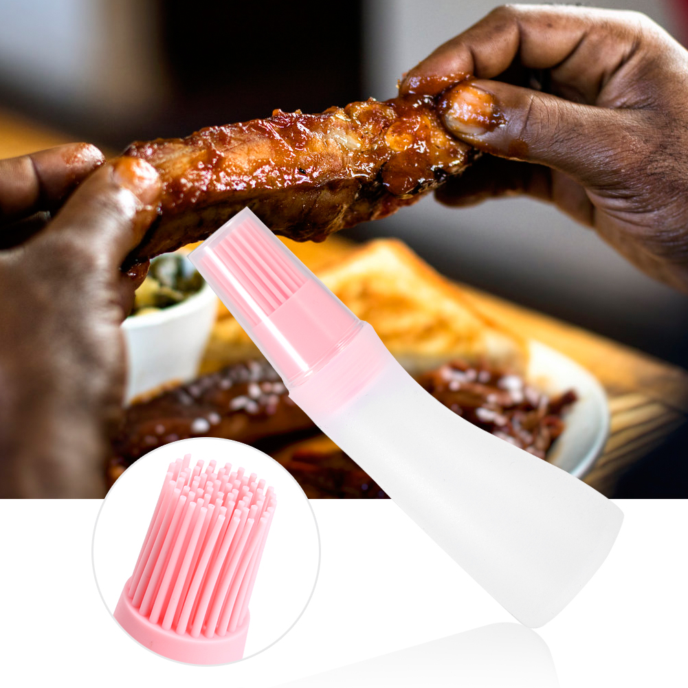 2er-set Silikon-ölflaschen Mit Pinsel Für Den Haushalt, Ideal Zum Grillen, Backen Und Backen, Rosa