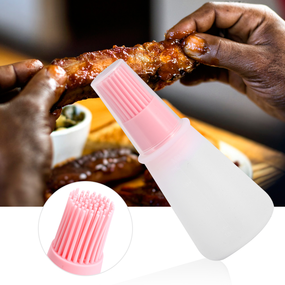 2er-set Küchen-silikon-grillflaschenpinsel Für Öl, Honig, Kochen, Backen Und Grillen, Rosa