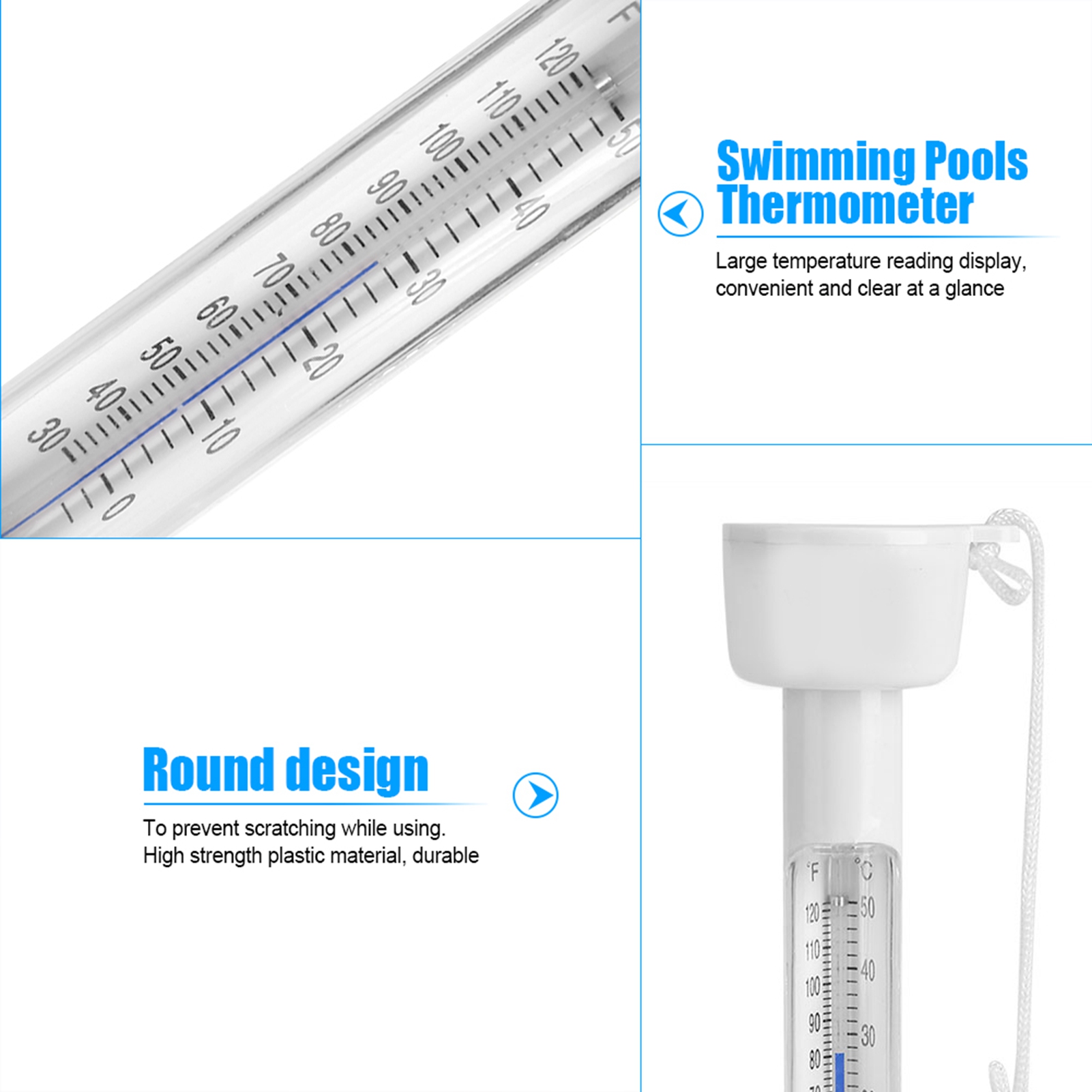 Großes Schwimmendes Thermometer Für Außen- Und Innenpools, Whirlpools, Hot Tubs Und Fischteiche (℃ & ℉)
