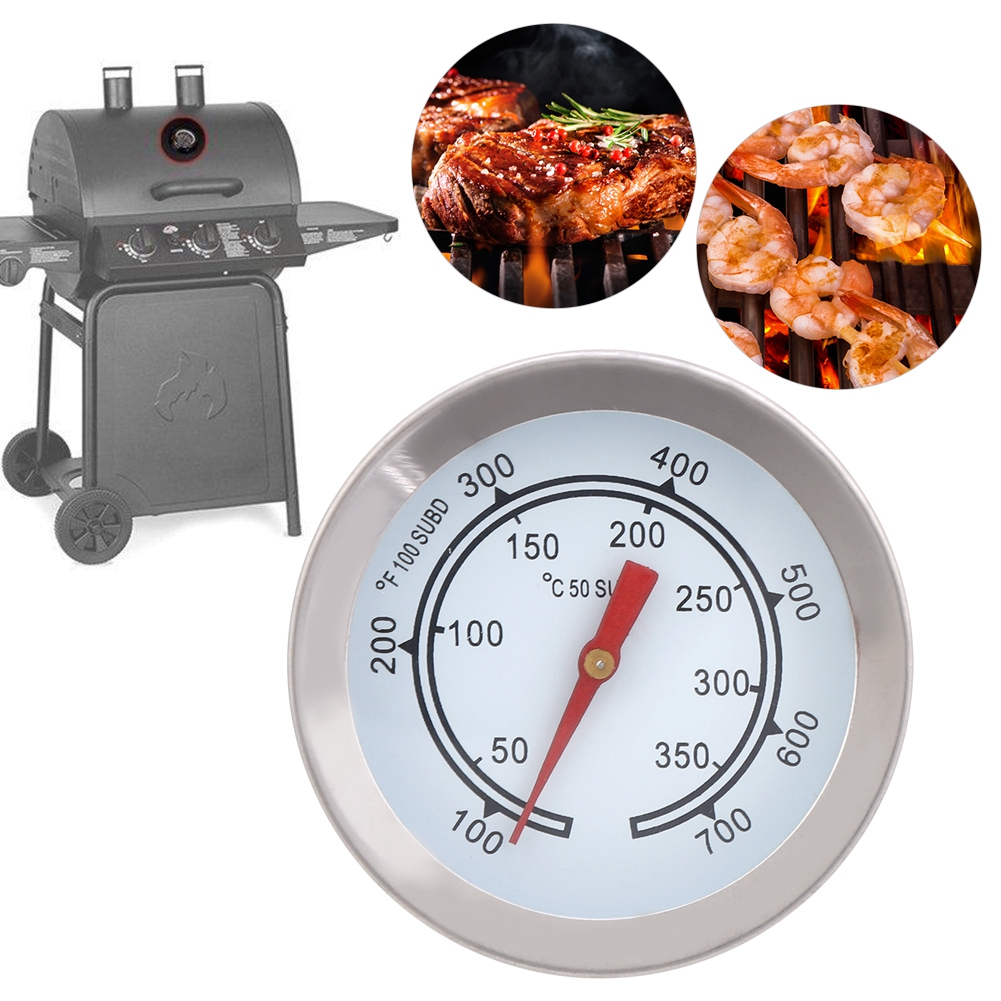 Edelstahl-grillthermometer (100–700 °f) Mit Analoger Anzeige Und Doppelter Skala