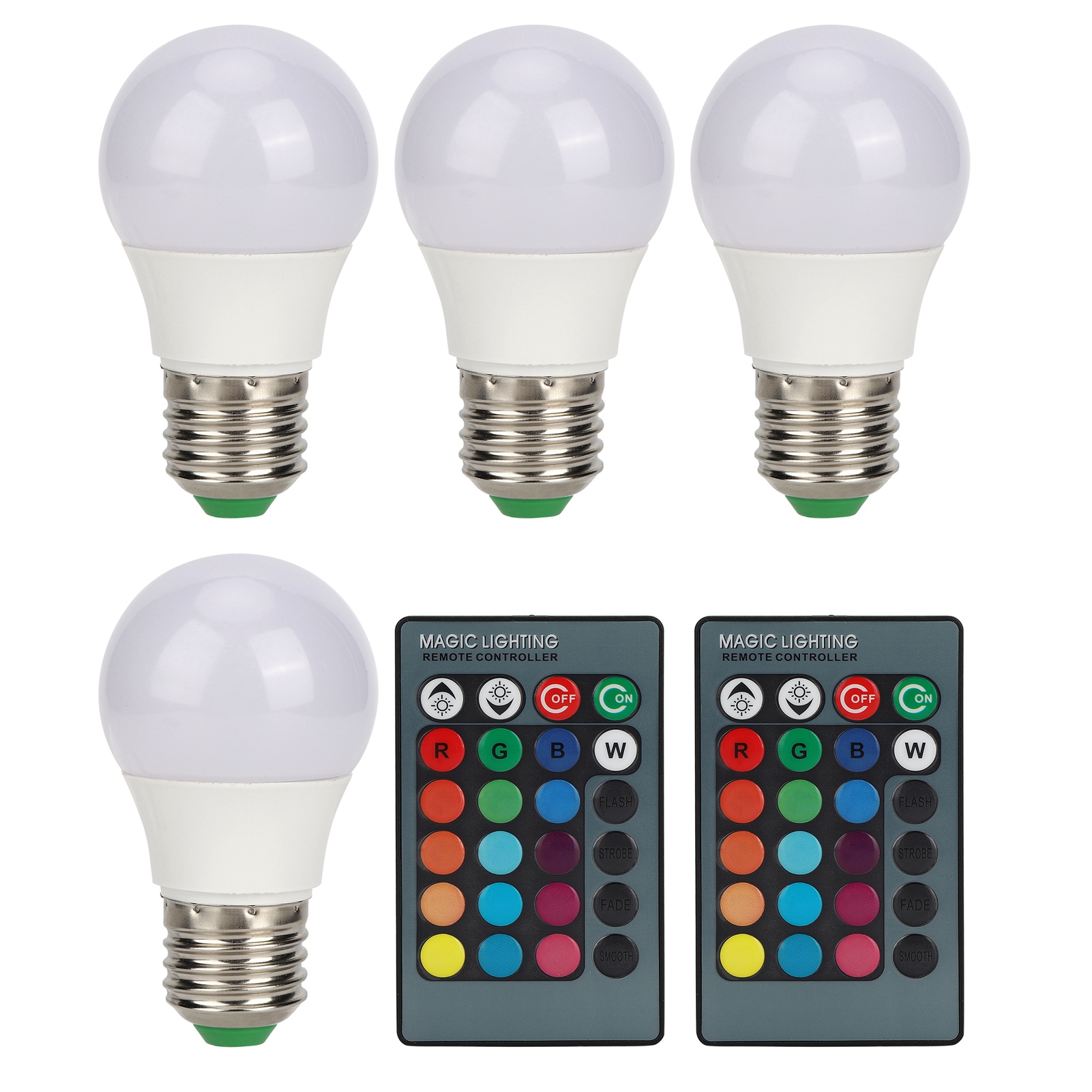 Stück E27 Rgb Led-glühbirnen, Farbenfrohe Dekorationslampe Mit 2 Fernbedienungen, 3 W, Ac 85–265 V