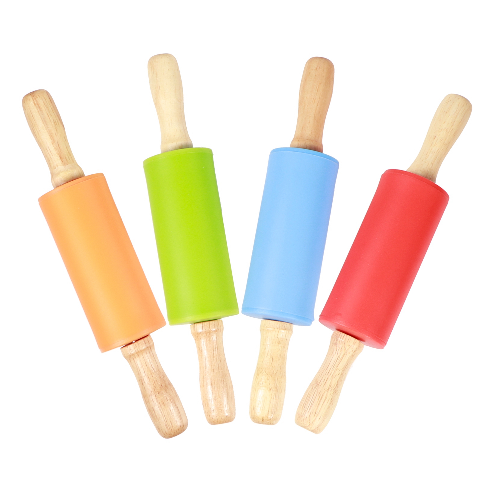 4 Mini-nudelhölzer Mit Holzgriff Und Antihaftbeschichtung Aus Silikon – Ideal Für Die Küche Zu Hause Und Zum Backen Für Kinder.