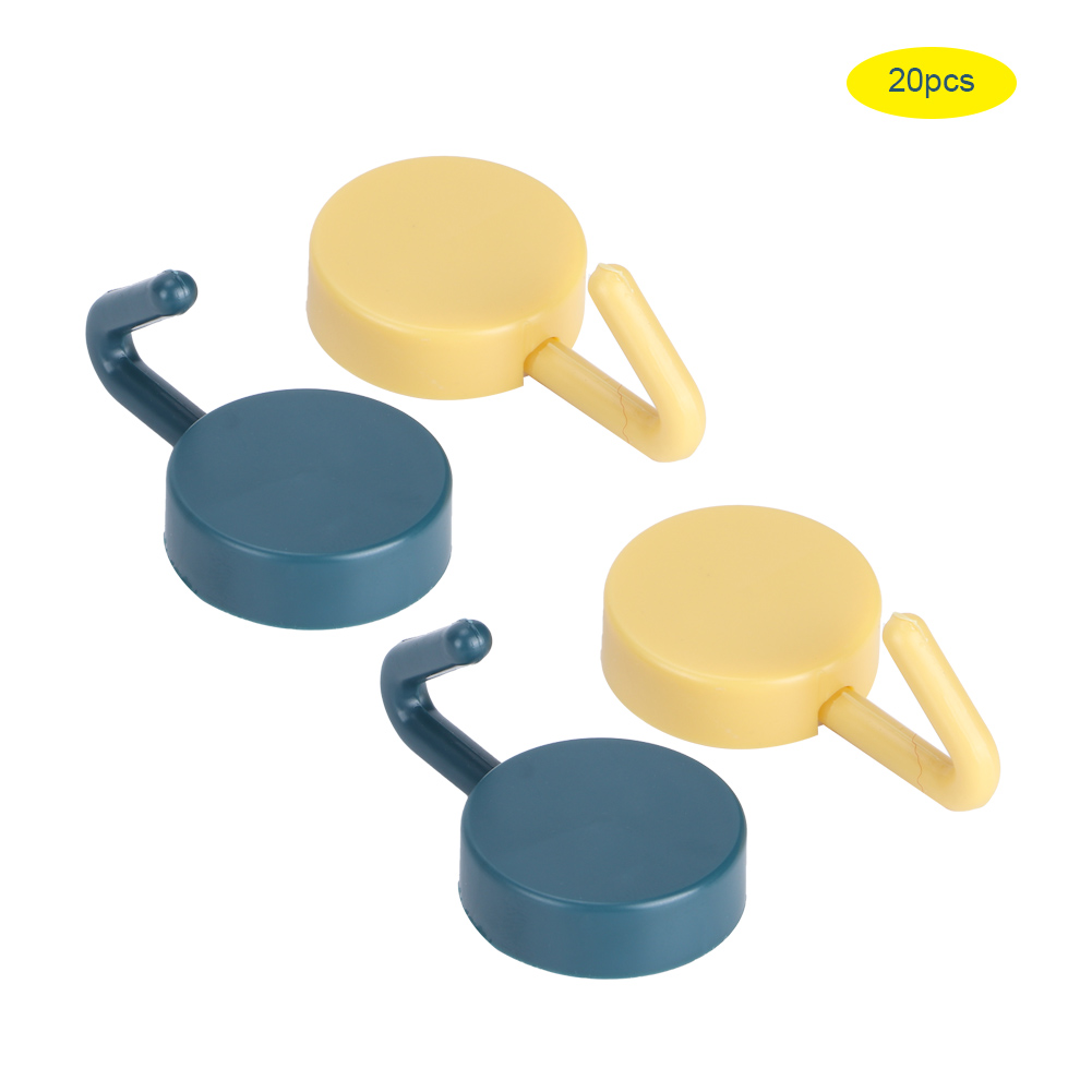 20 Selbstklebende Wandhaken, Kleine Wandhaken Für Zuhause, Küche, Bad, Büro, Tür, Dunkelblau + Gelb