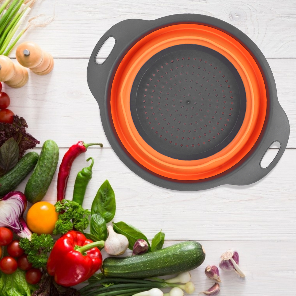 Faltbarer Abtropfkorb, Sieb, Obst- Und Gemüsewaschkorb, Küchenzubehör (orange Ls)