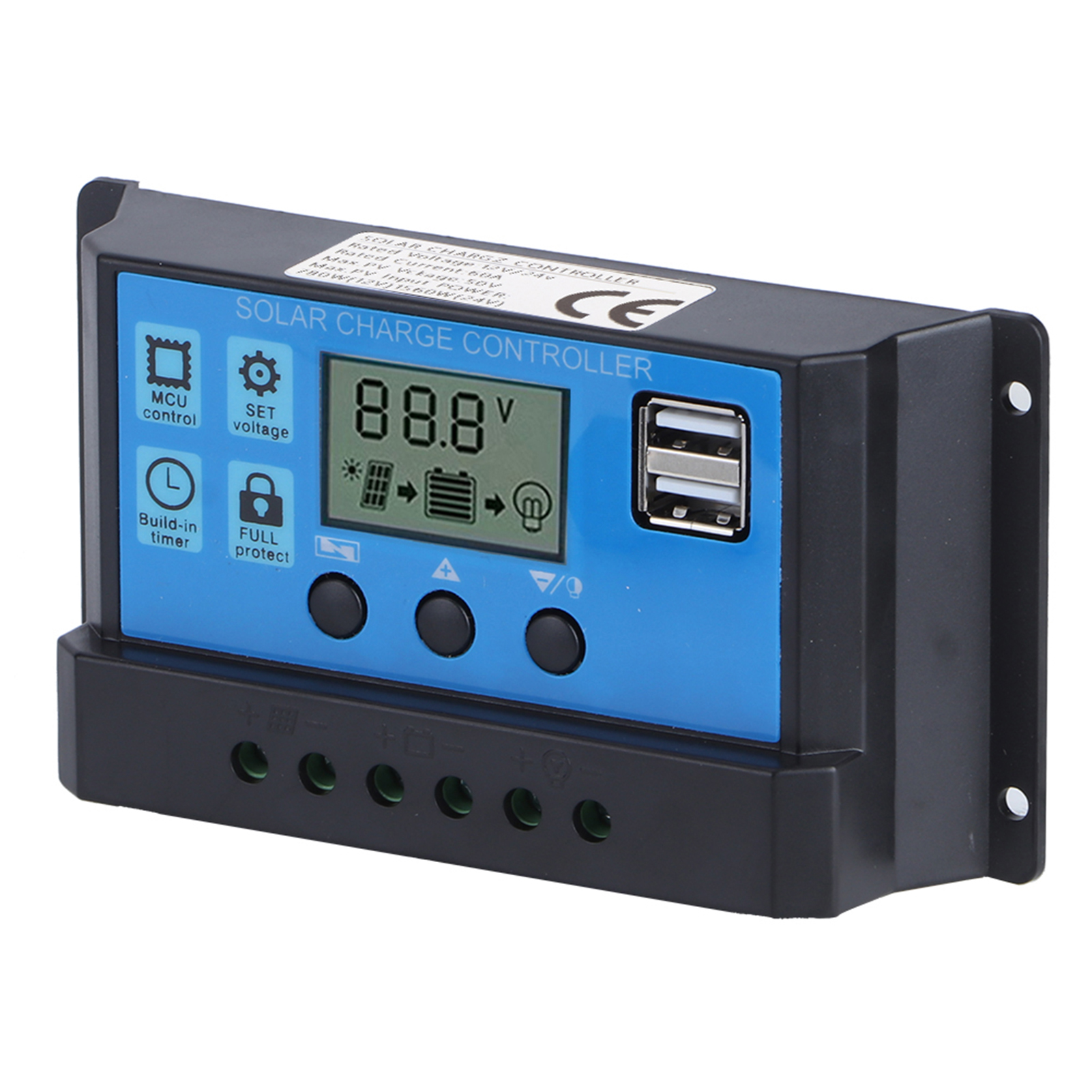 60-a-solar-laderegler Mit Zwei Usb-anschlüssen, 5-v-auto-pwm-lcd-display Und Solarmodul-batterieregler