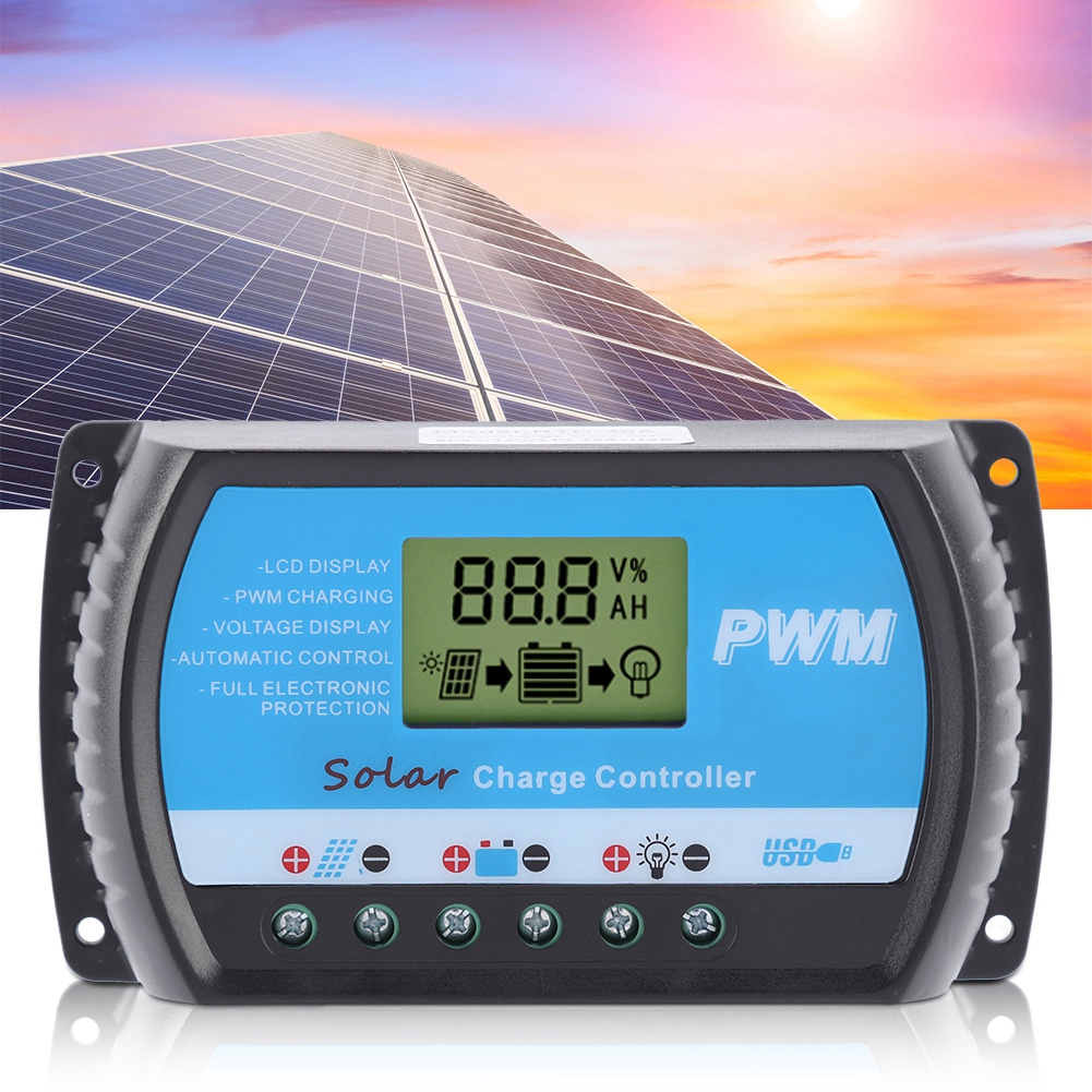12v 24v Pwm Solarladeregler Mit Lcd-display Und Usb-anschluss (10a)