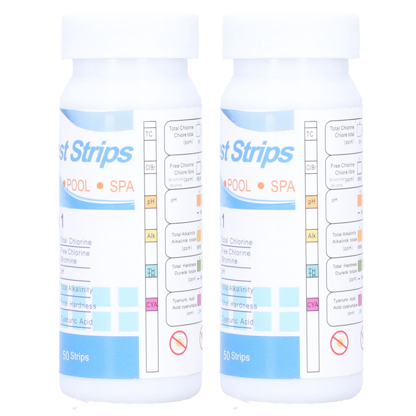 2 Flaschen 6-in-1 Wasserchemie-teststreifen Für Schwimmbad, Spa Und Garten