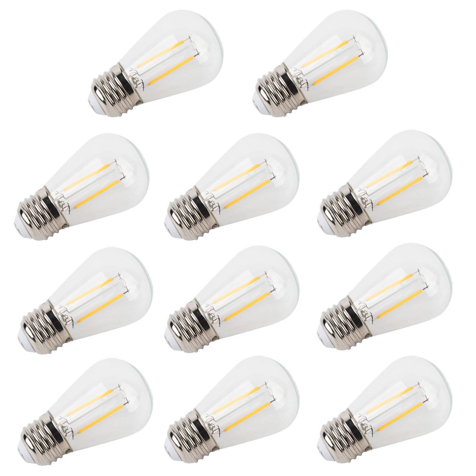10 Stück Vintage-glühbirnen S14 E27, 180 Lm, Transparentes Glas, Led-filament, 2 W, 110 V, Warmweißes Licht