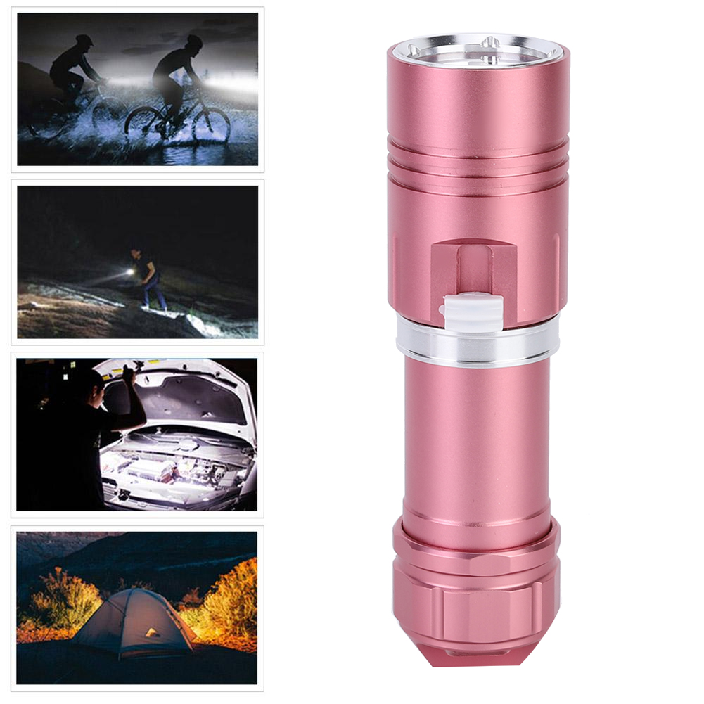 L2 Led-taschenlampe, 100 M Wasserdicht, Stufenlos Dimmbar, Pink