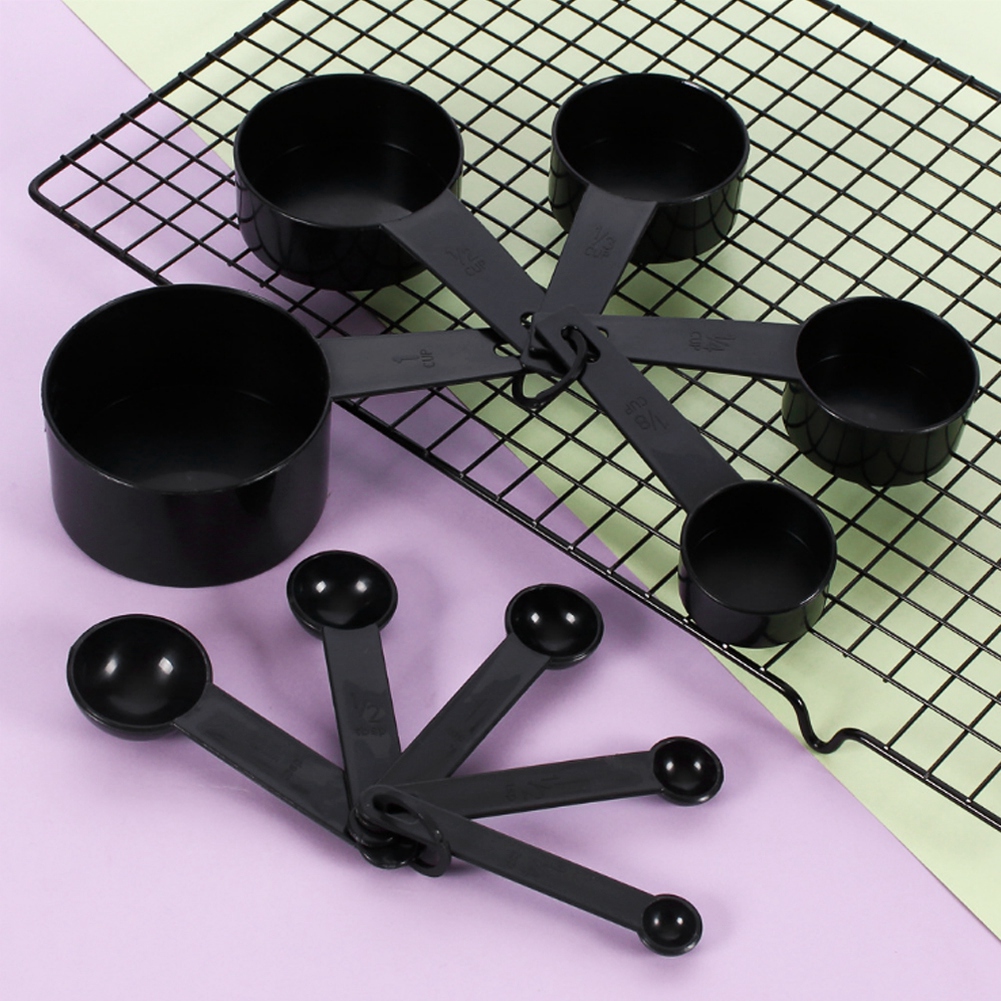2er-set Diy-backwerkzeuge Messlöffel- Und Becher-set Aus Kunststoff Mit Waage, Schwarz, Küchenzubehör