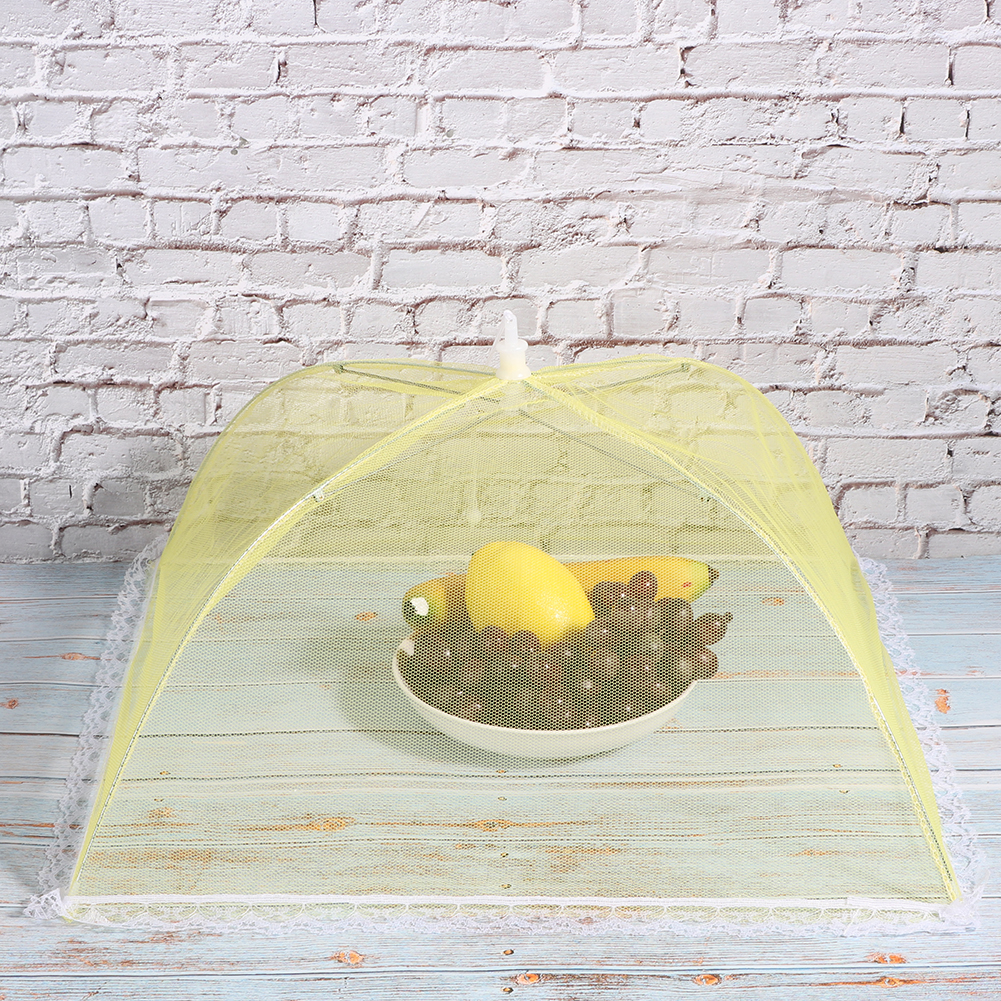 2er-pack Haushalts-netz-lebensmittelabdeckung, Waschbar, Faltbar, Gelb, 43 X 43 Cm